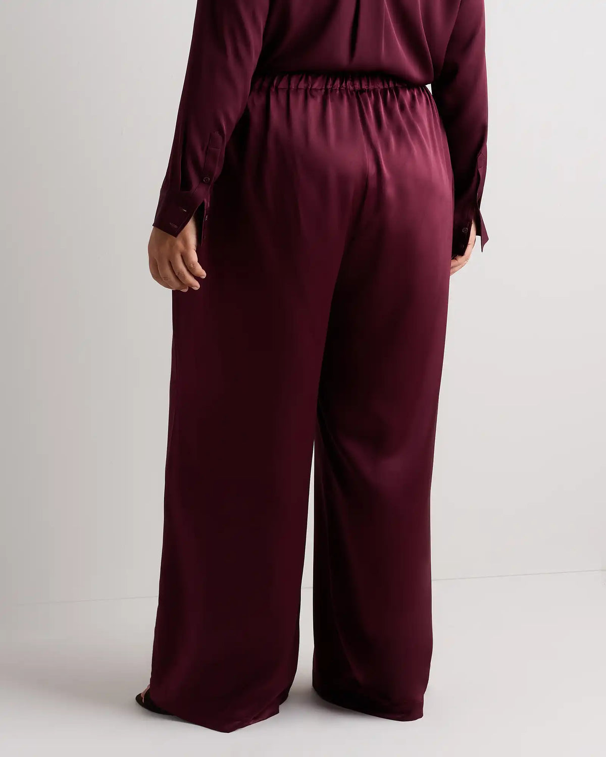 100% Washable Silk Drawstring Wide Leg Pants