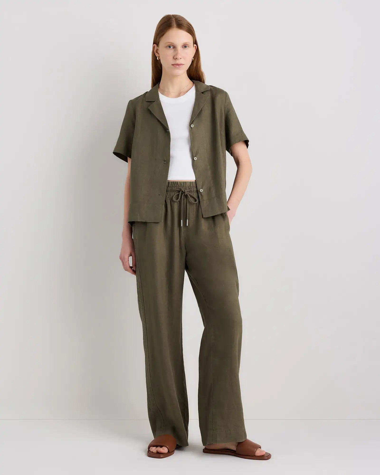 100% European Linen Wide Leg Pants