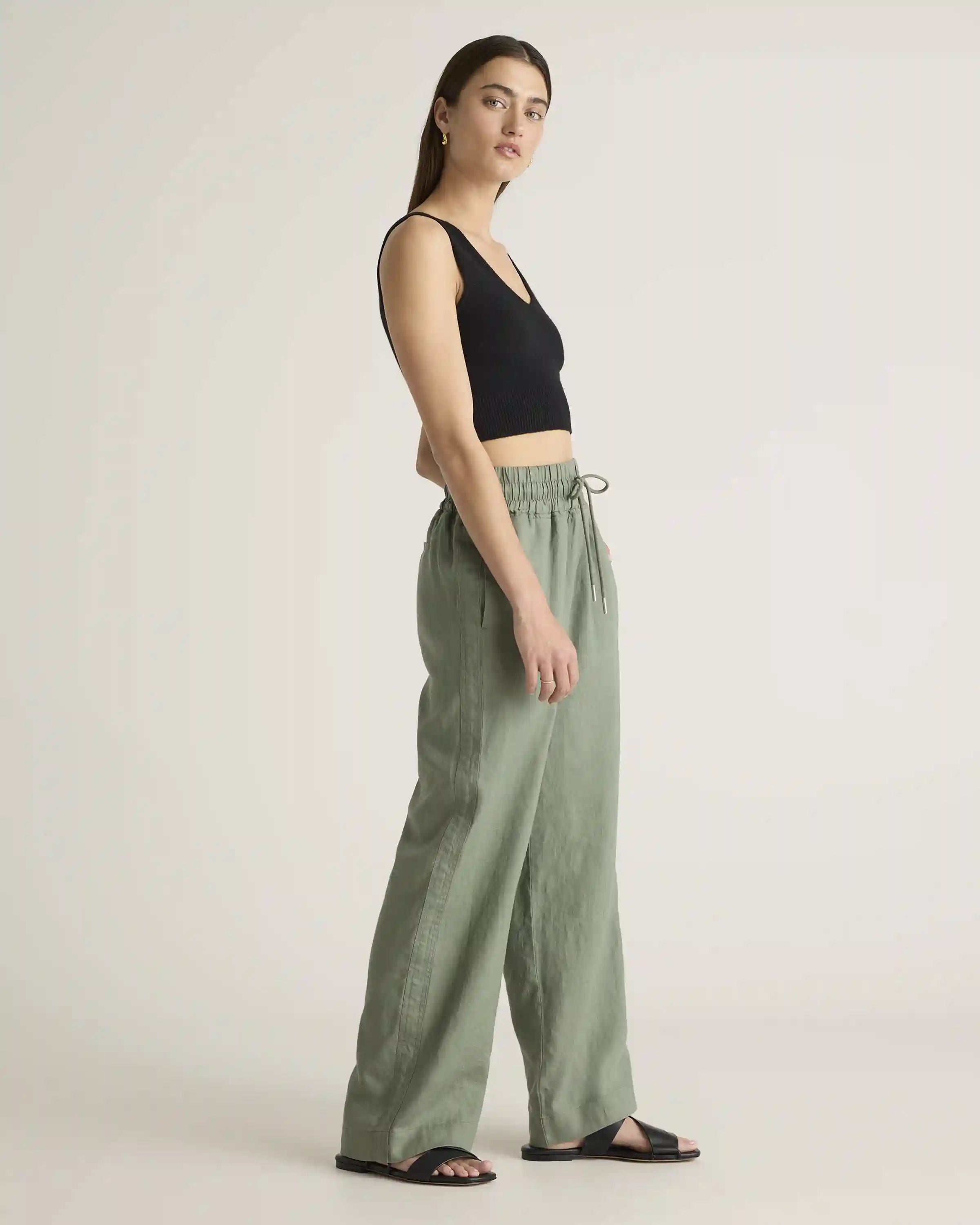 100% European Linen Wide Leg Pants