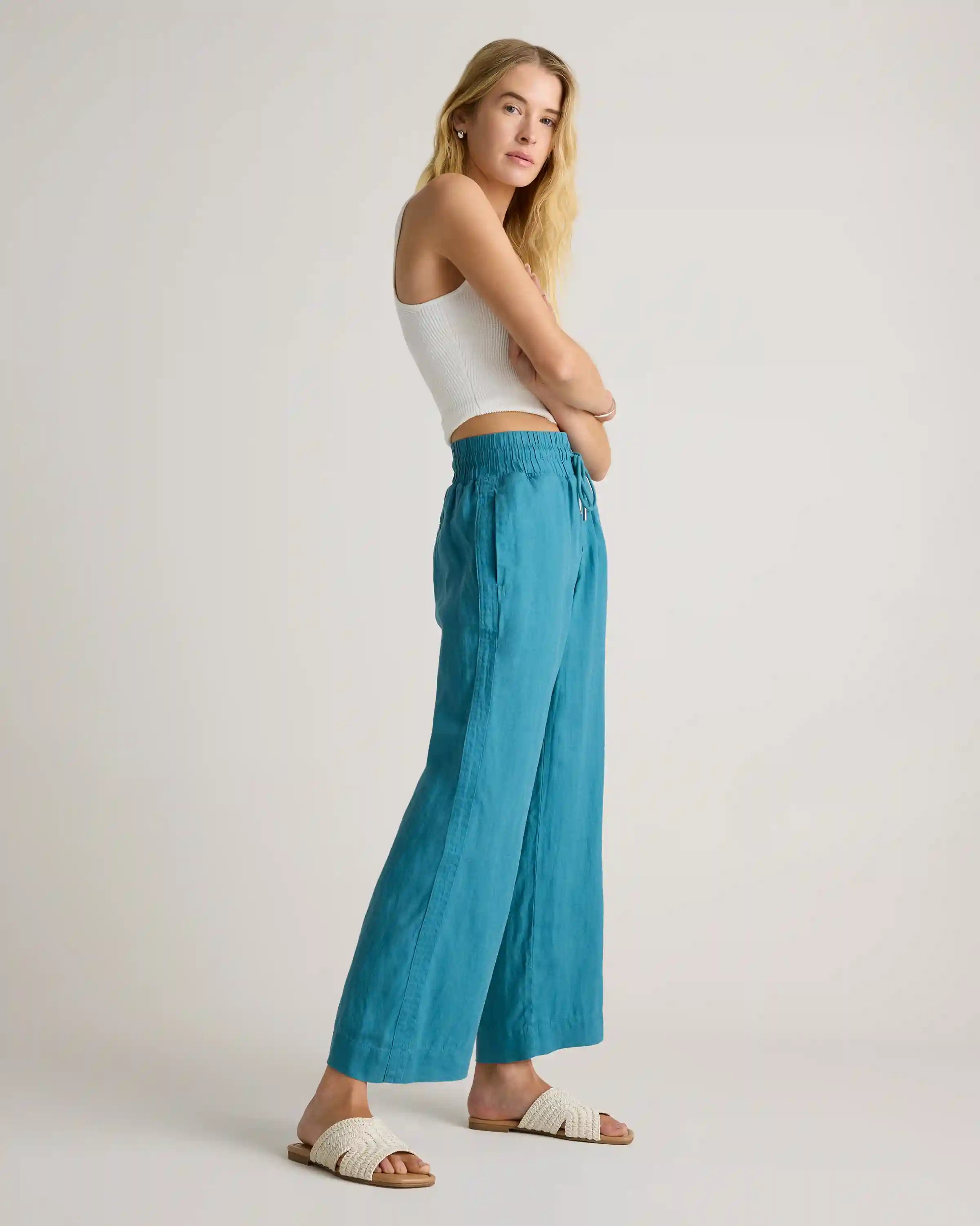 100% European Linen Wide Leg Pants