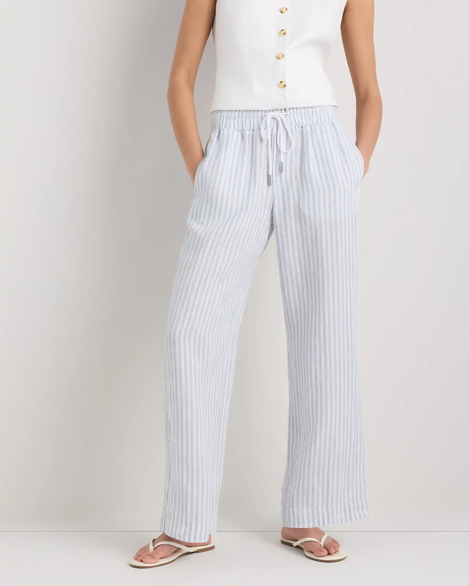 100% European Linen Wide Leg Pants