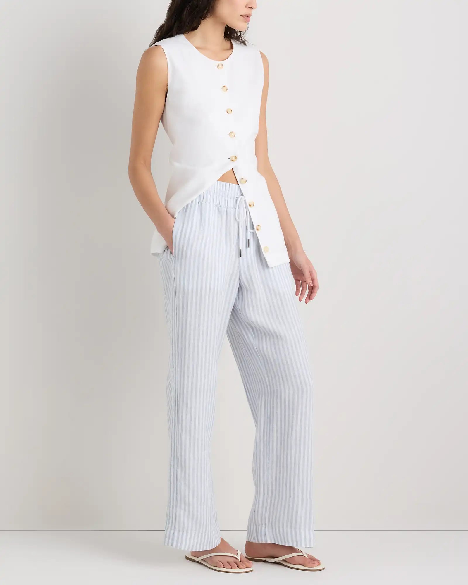 100% European Linen Wide Leg Pants