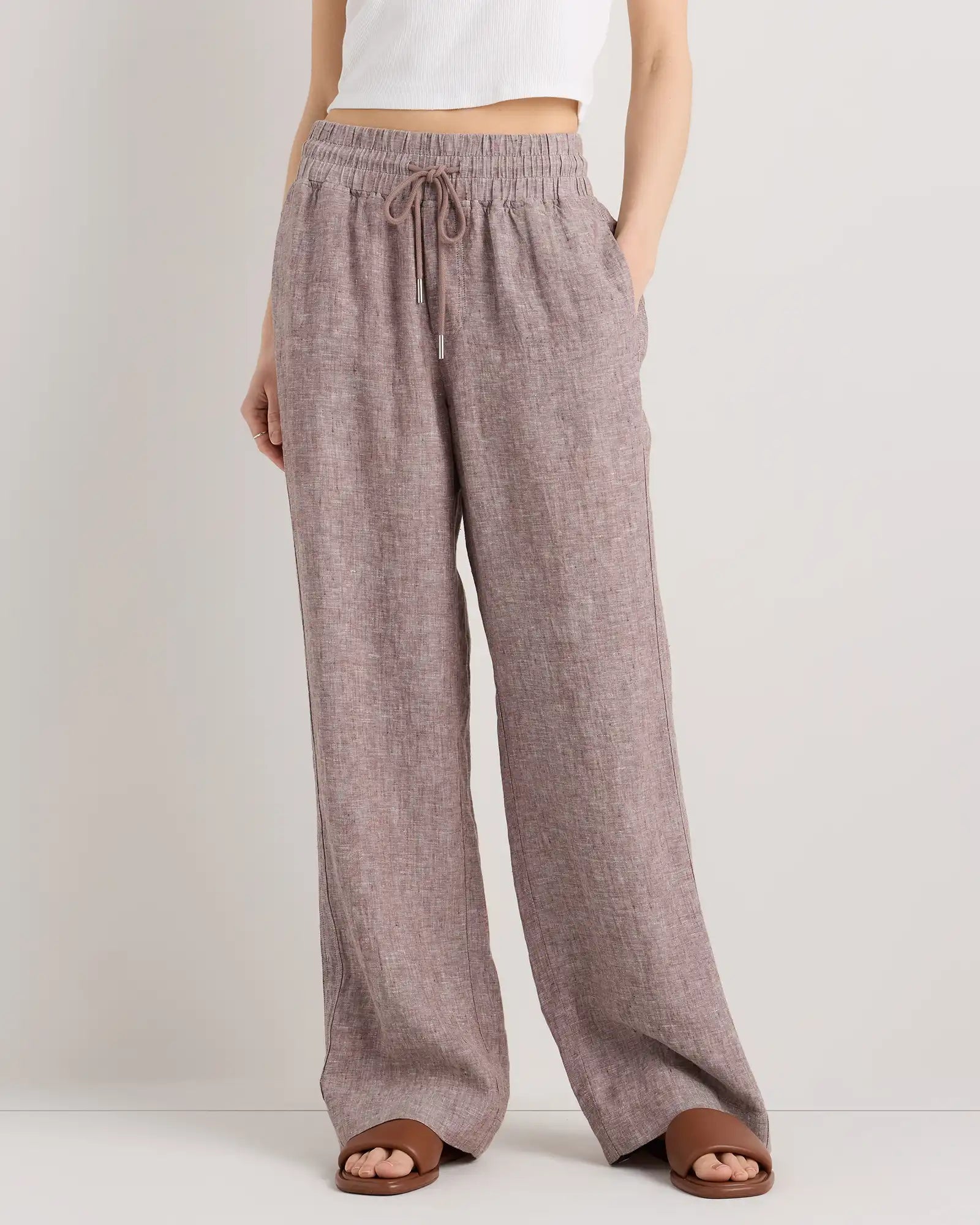 100% European Linen Wide Leg Pants