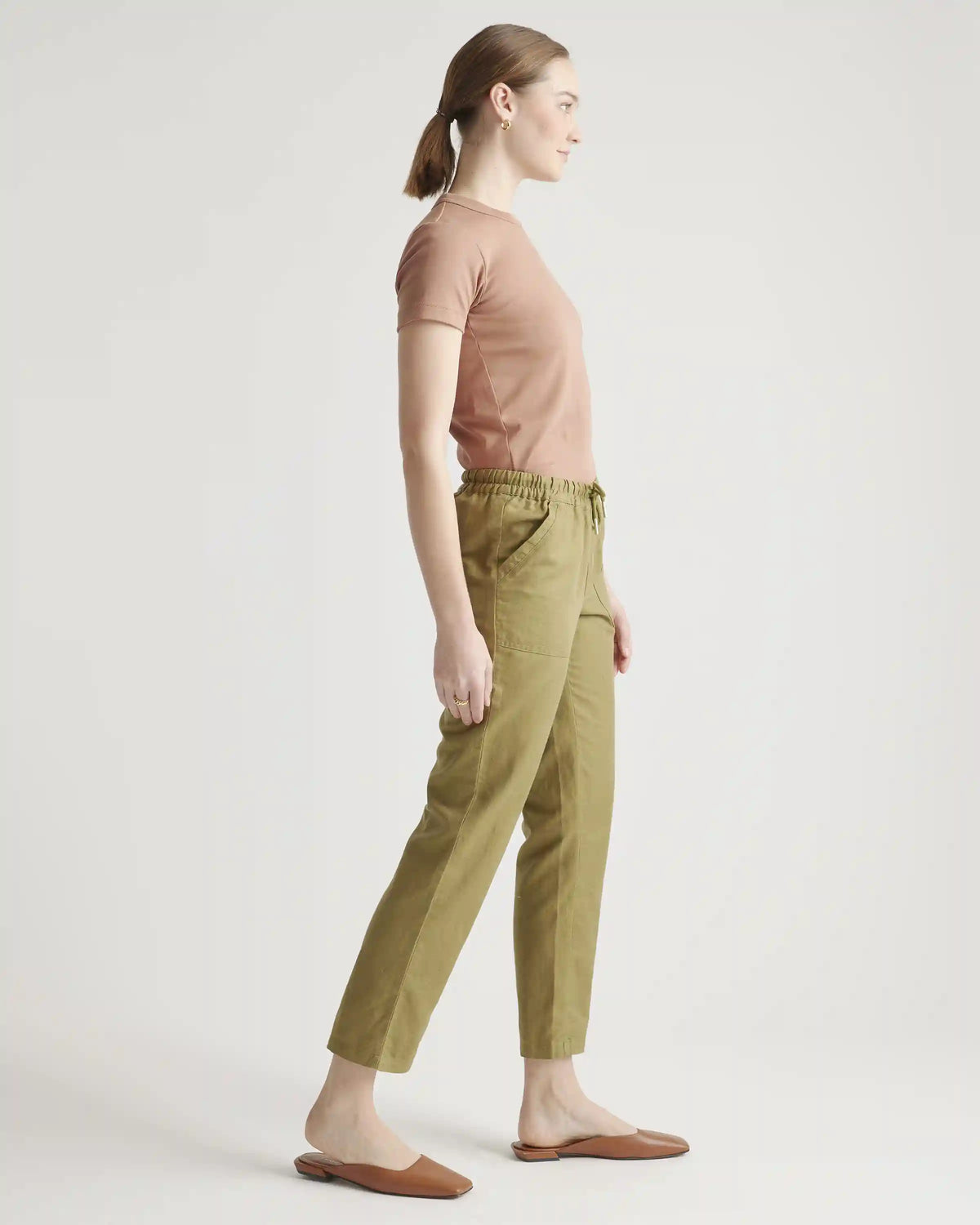 Cotton Linen Twill Straight Leg Pants