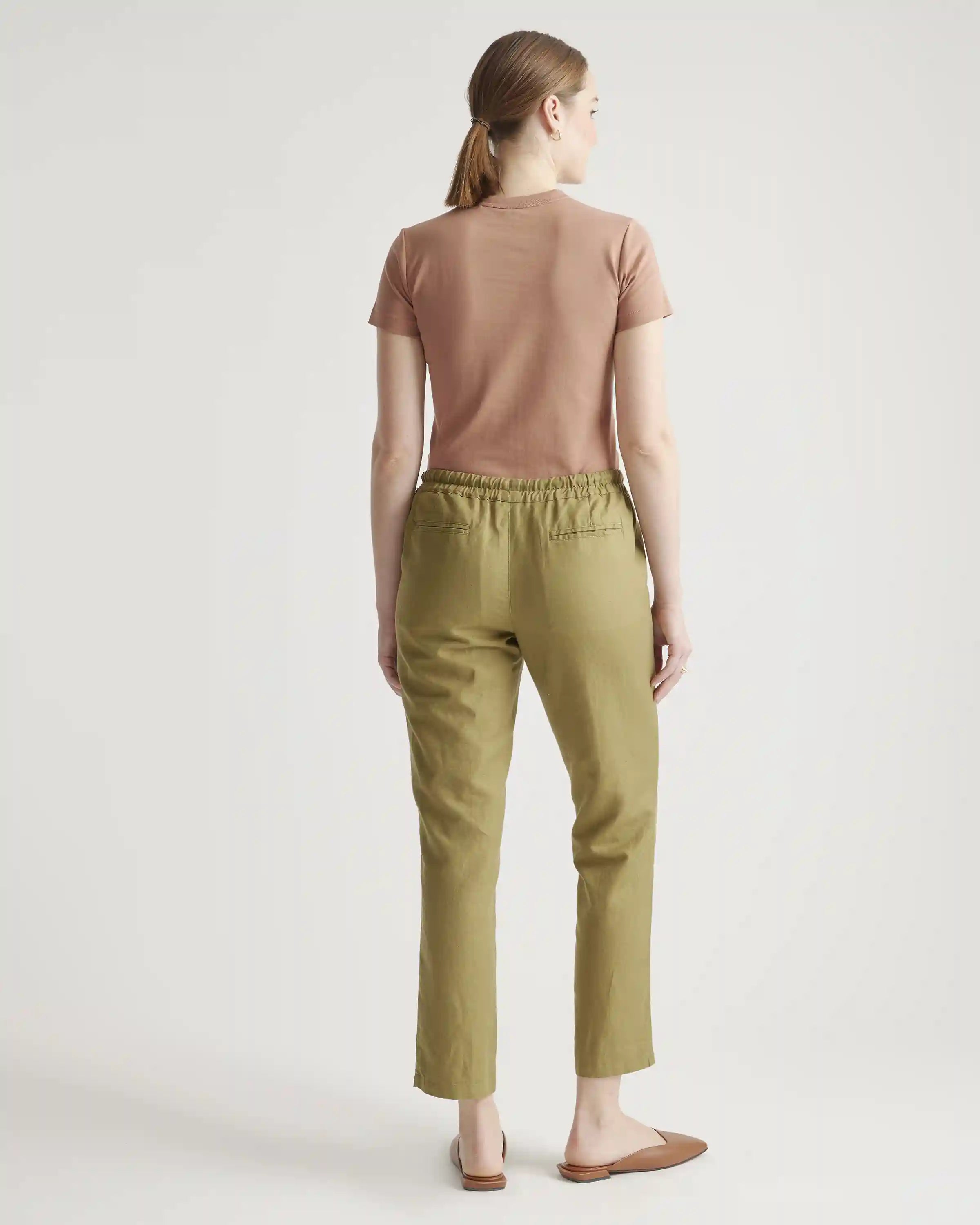 Cotton Linen Twill Straight Leg Pants