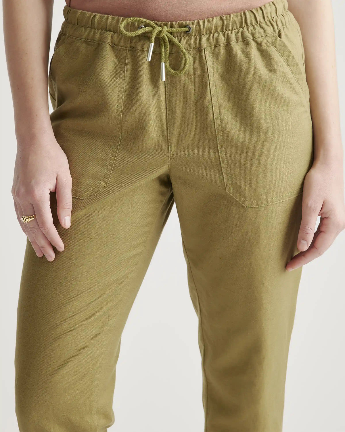Cotton Linen Twill Straight Leg Pants