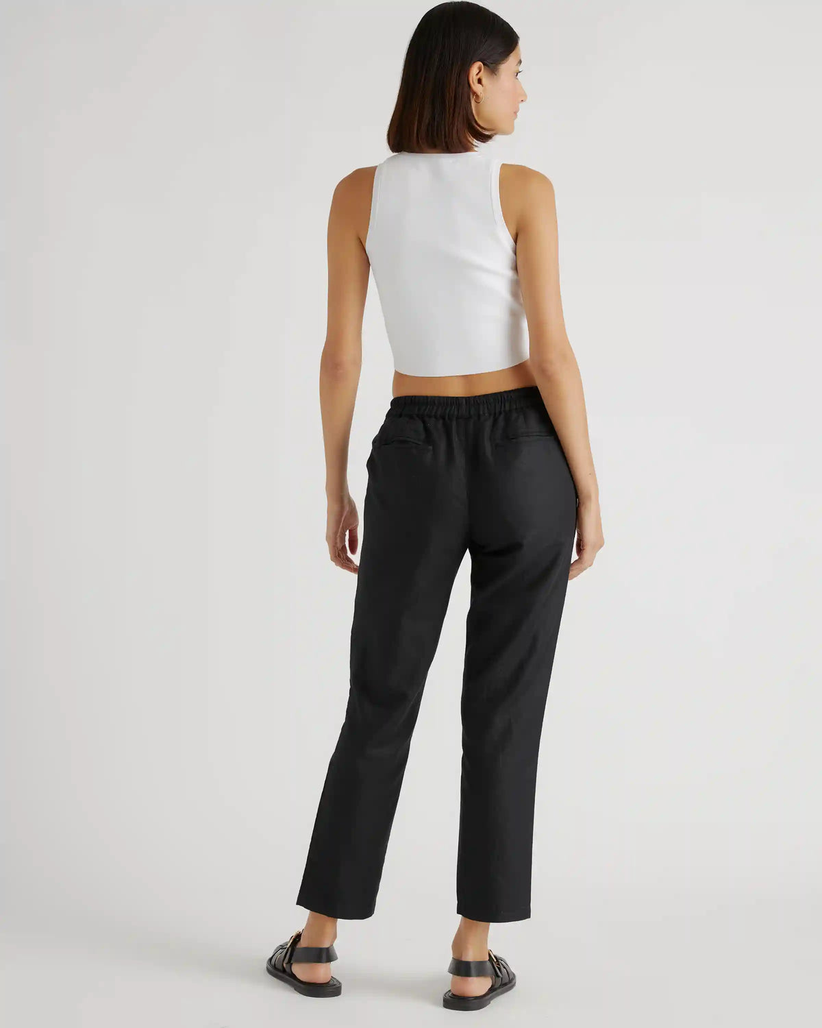 Cotton Linen Twill Straight Leg Pants