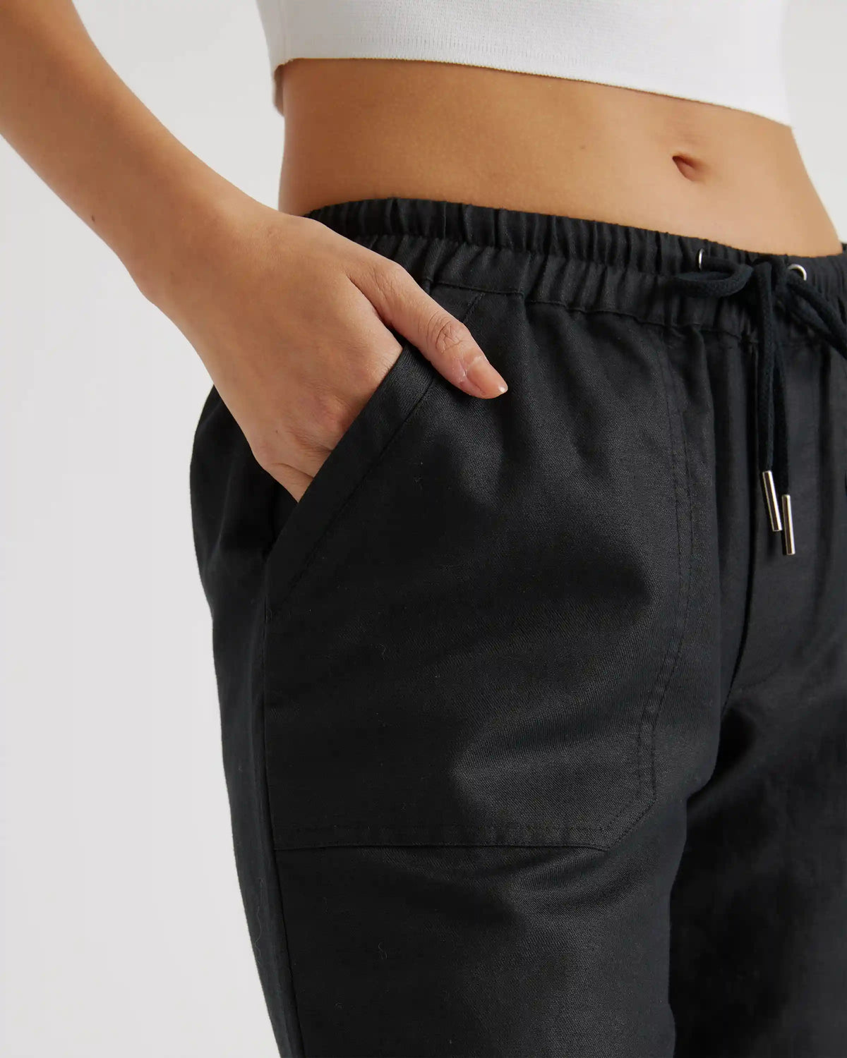 Cotton Linen Twill Straight Leg Pants