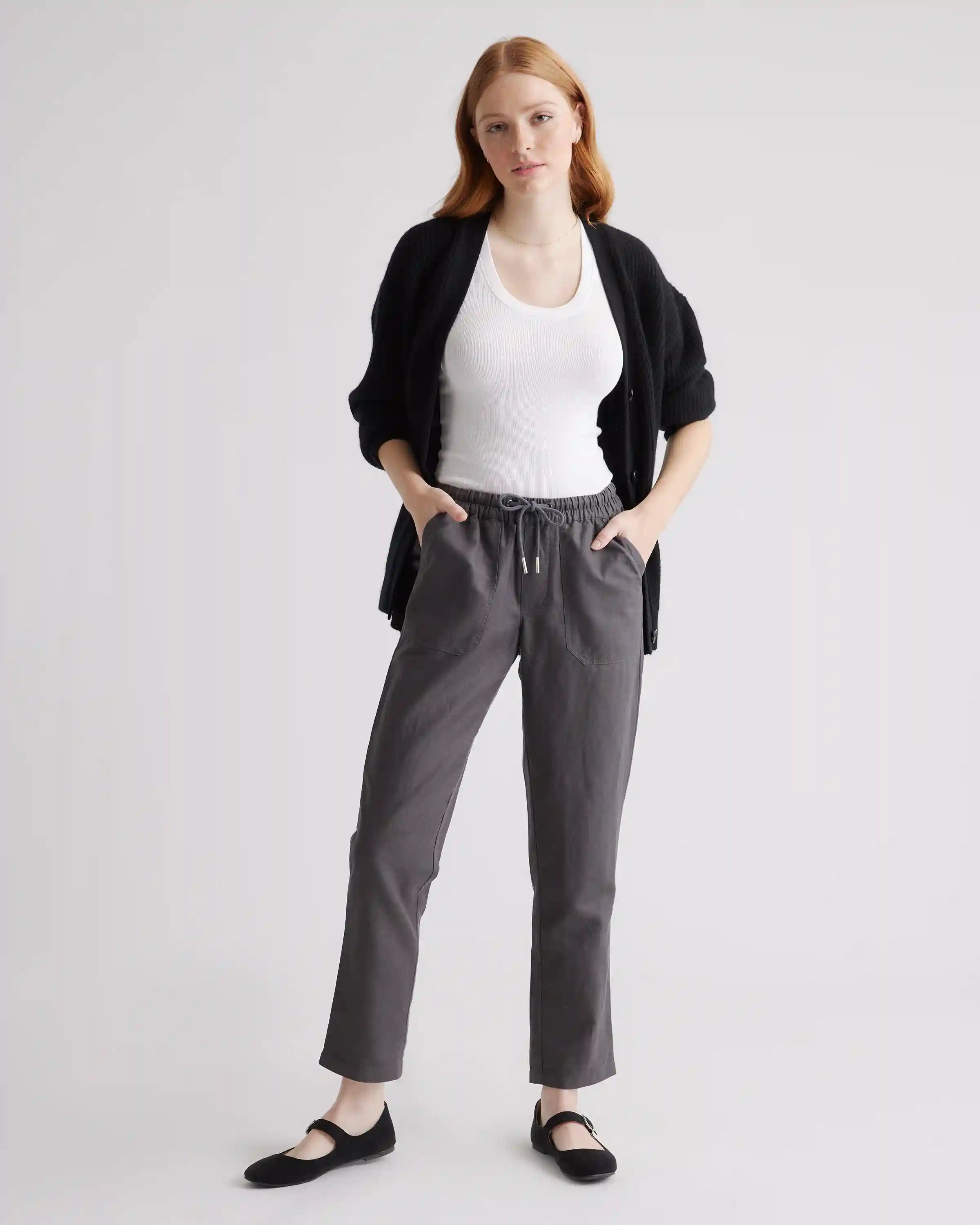 Cotton Linen Twill Straight Leg Pants