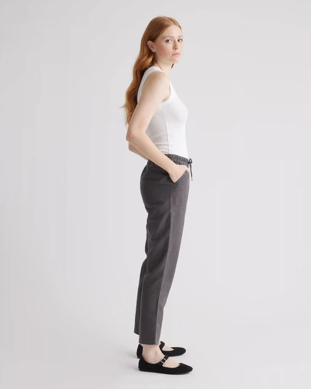 Cotton Linen Twill Straight Leg Pants