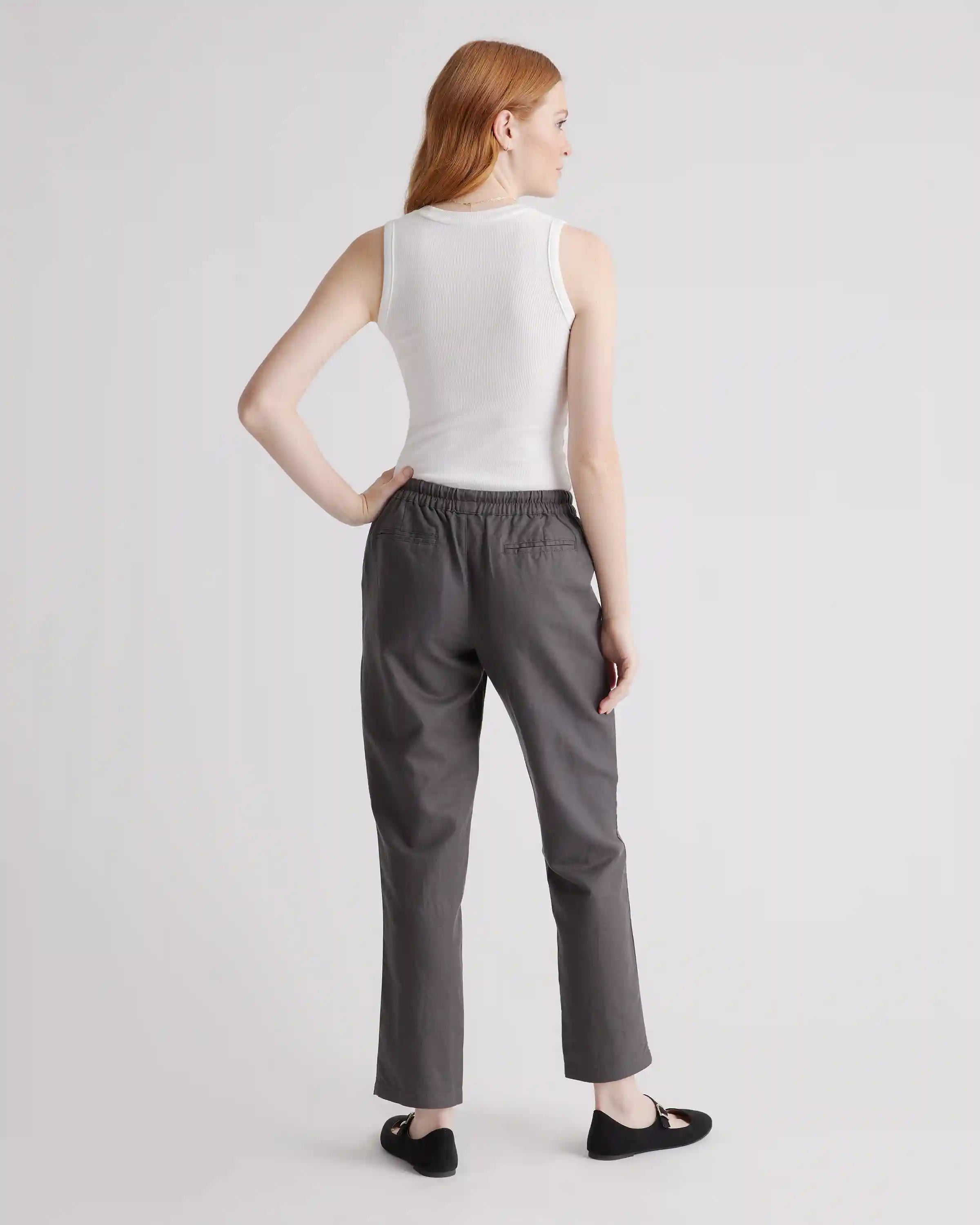 Cotton Linen Twill Straight Leg Pants