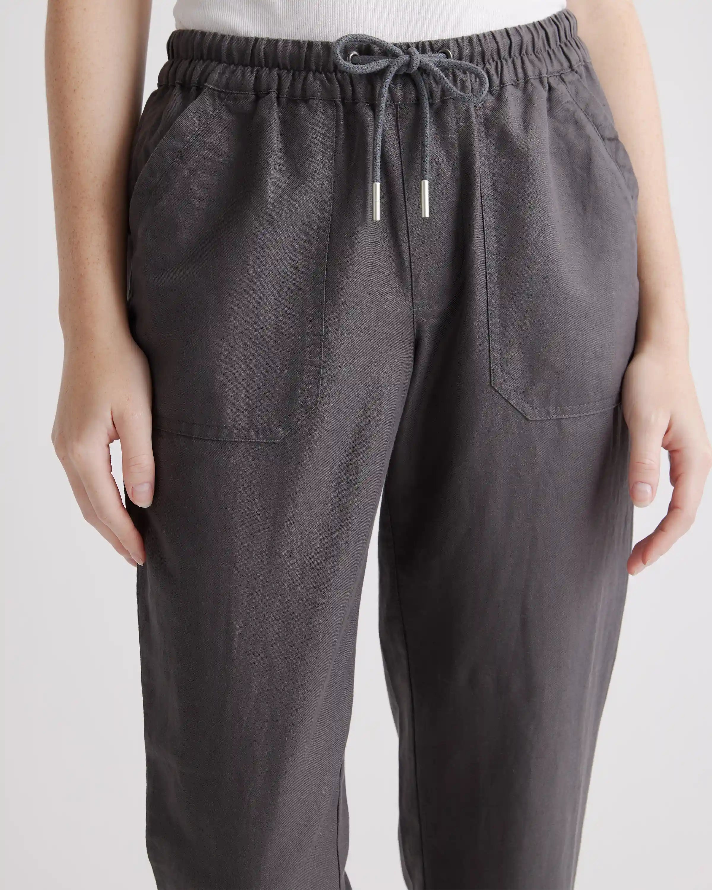 Cotton Linen Twill Straight Leg Pants