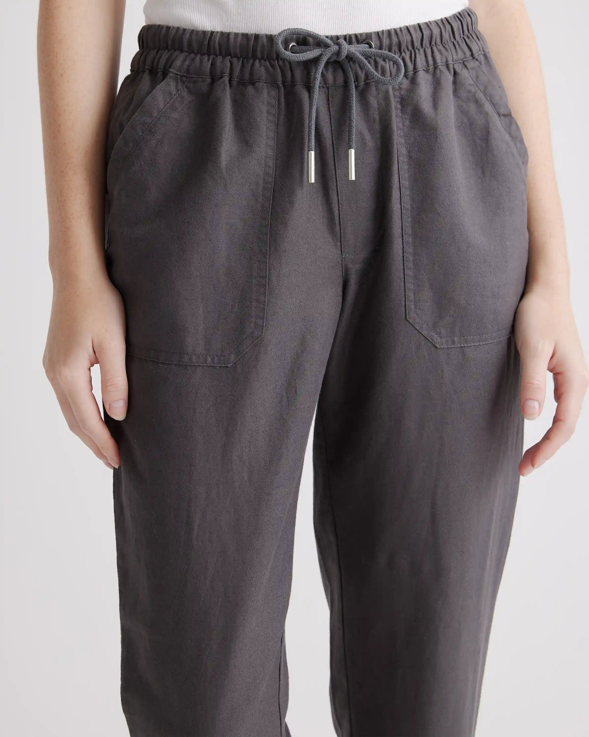 Cotton Linen Twill Straight Leg Pants