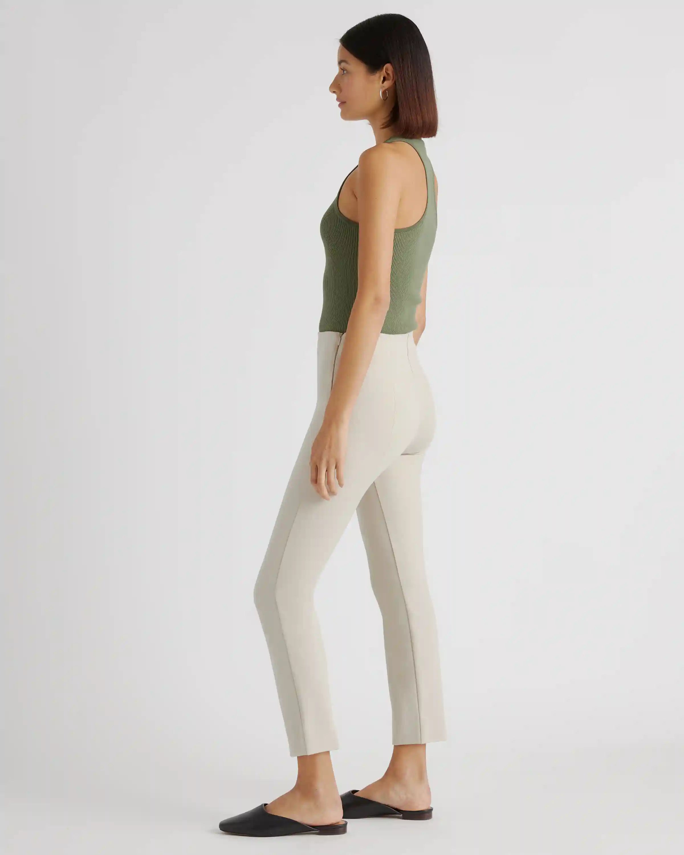 Ultra-Stretch Ponte Pintuck Ankle Pants