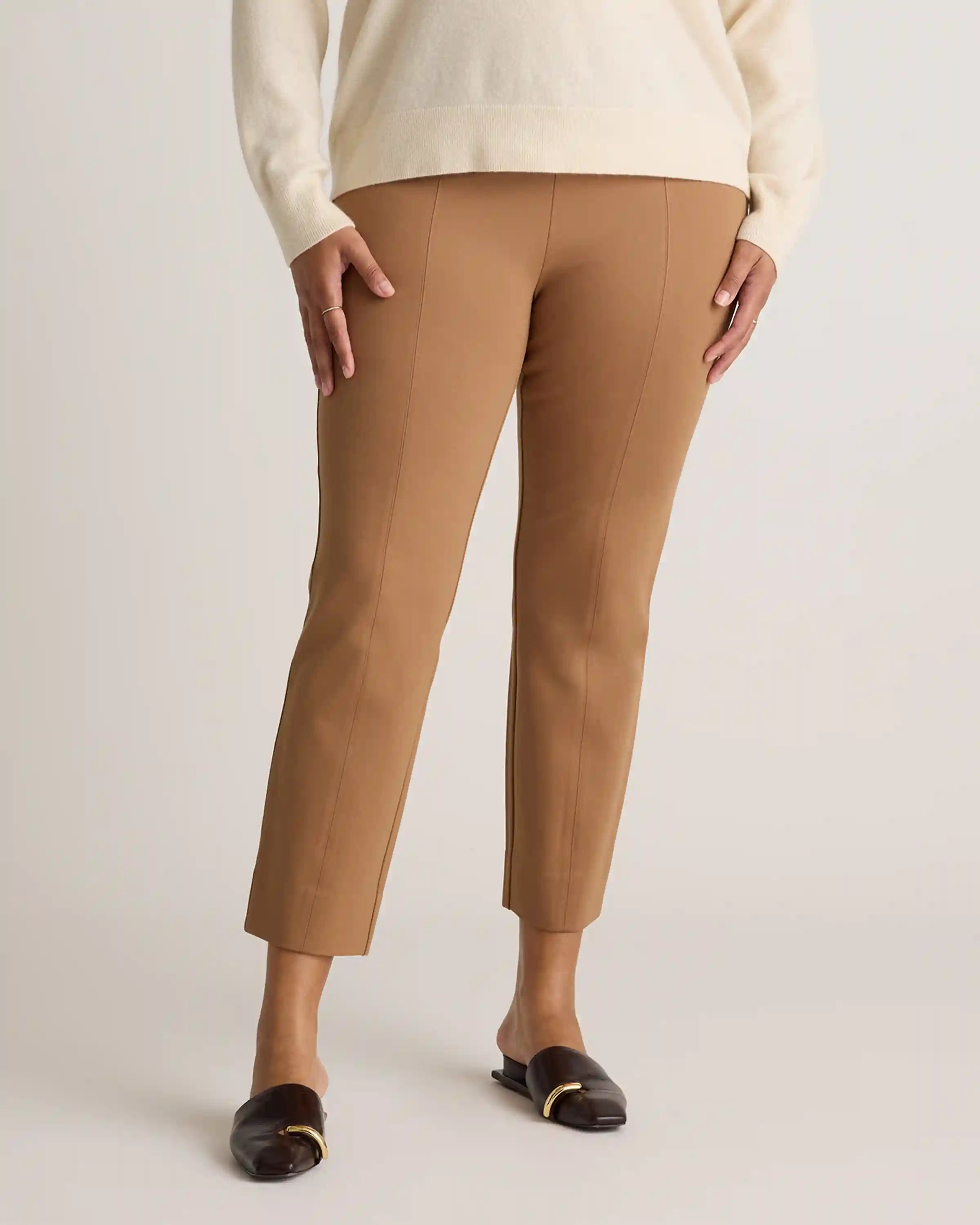 Ultra-Stretch Ponte Pintuck Ankle Pants