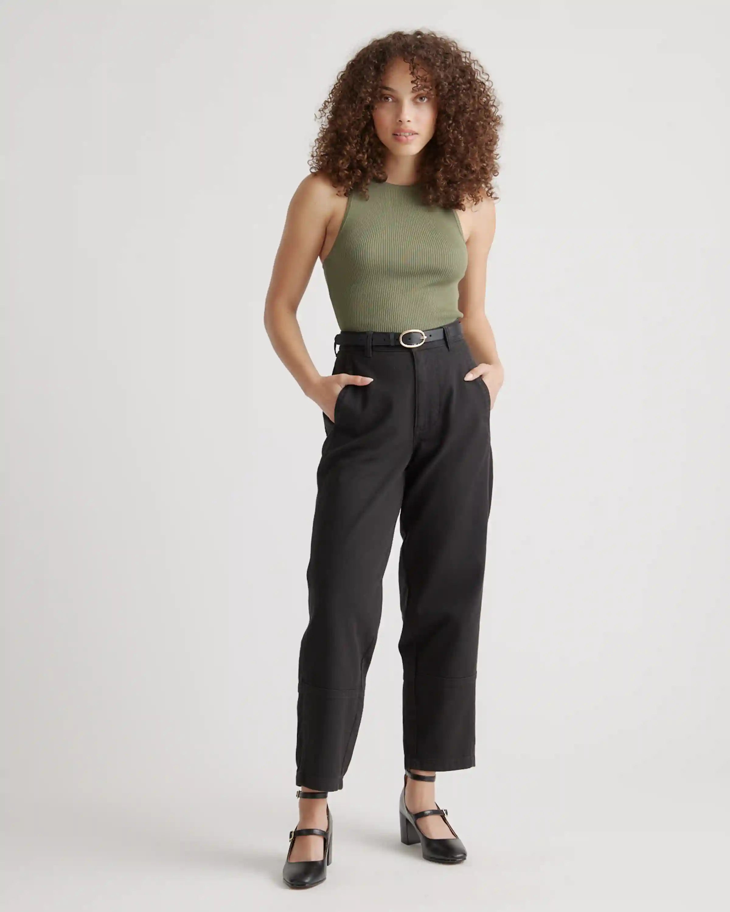 Organic Stretch Cotton Twill Barrel Pants