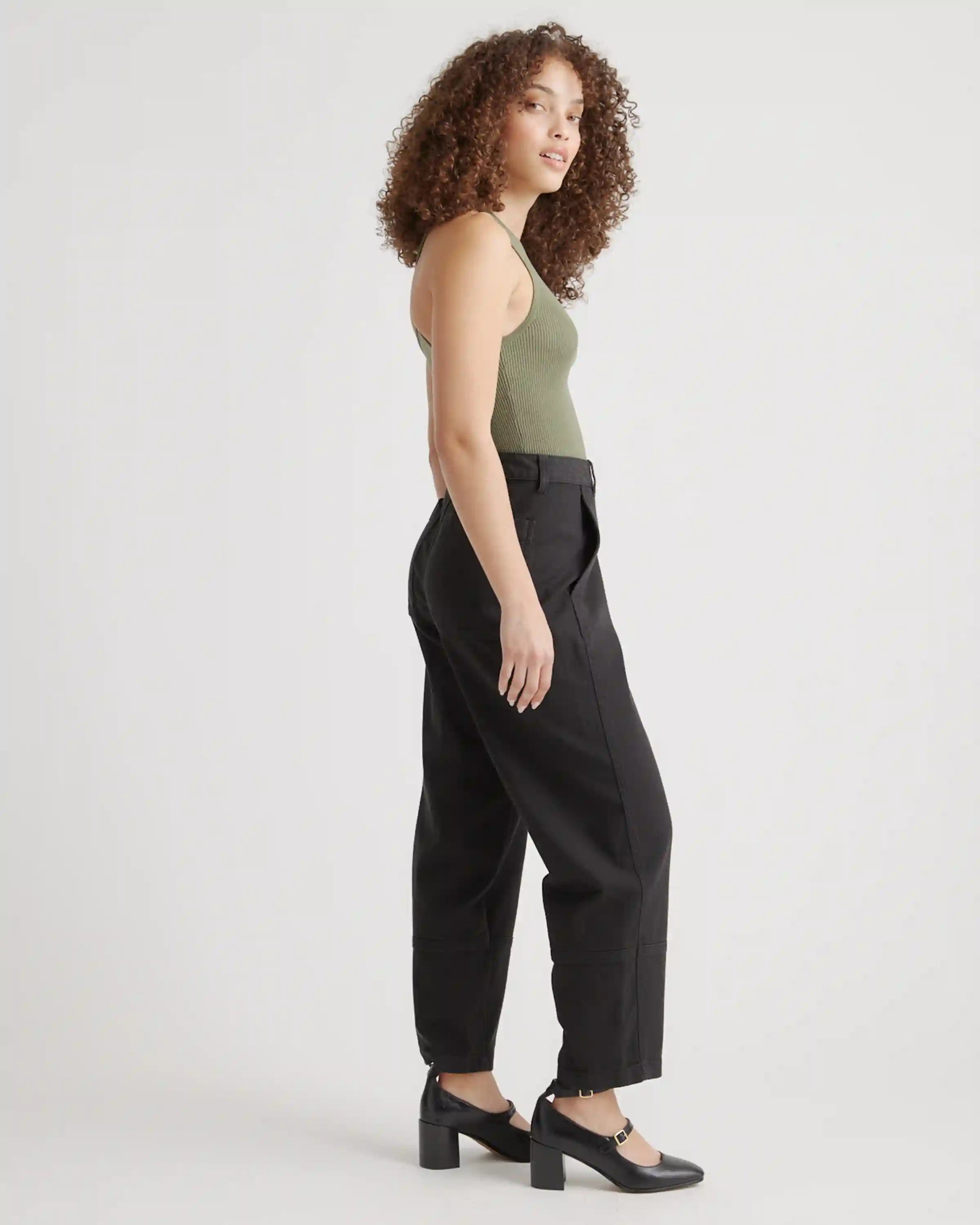 Organic Stretch Cotton Twill Barrel Pants