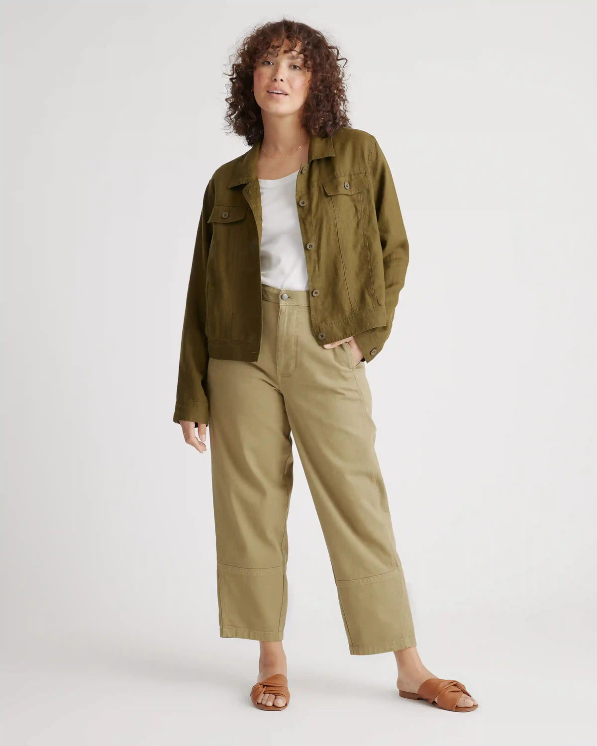 Organic Stretch Cotton Twill Barrel Pants