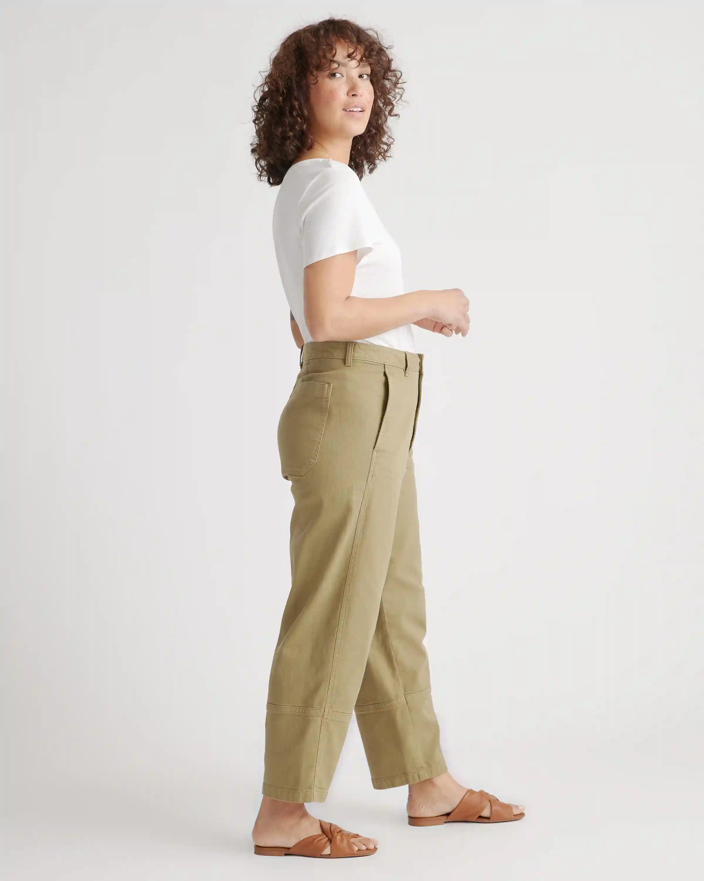 Organic Stretch Cotton Twill Barrel Pants