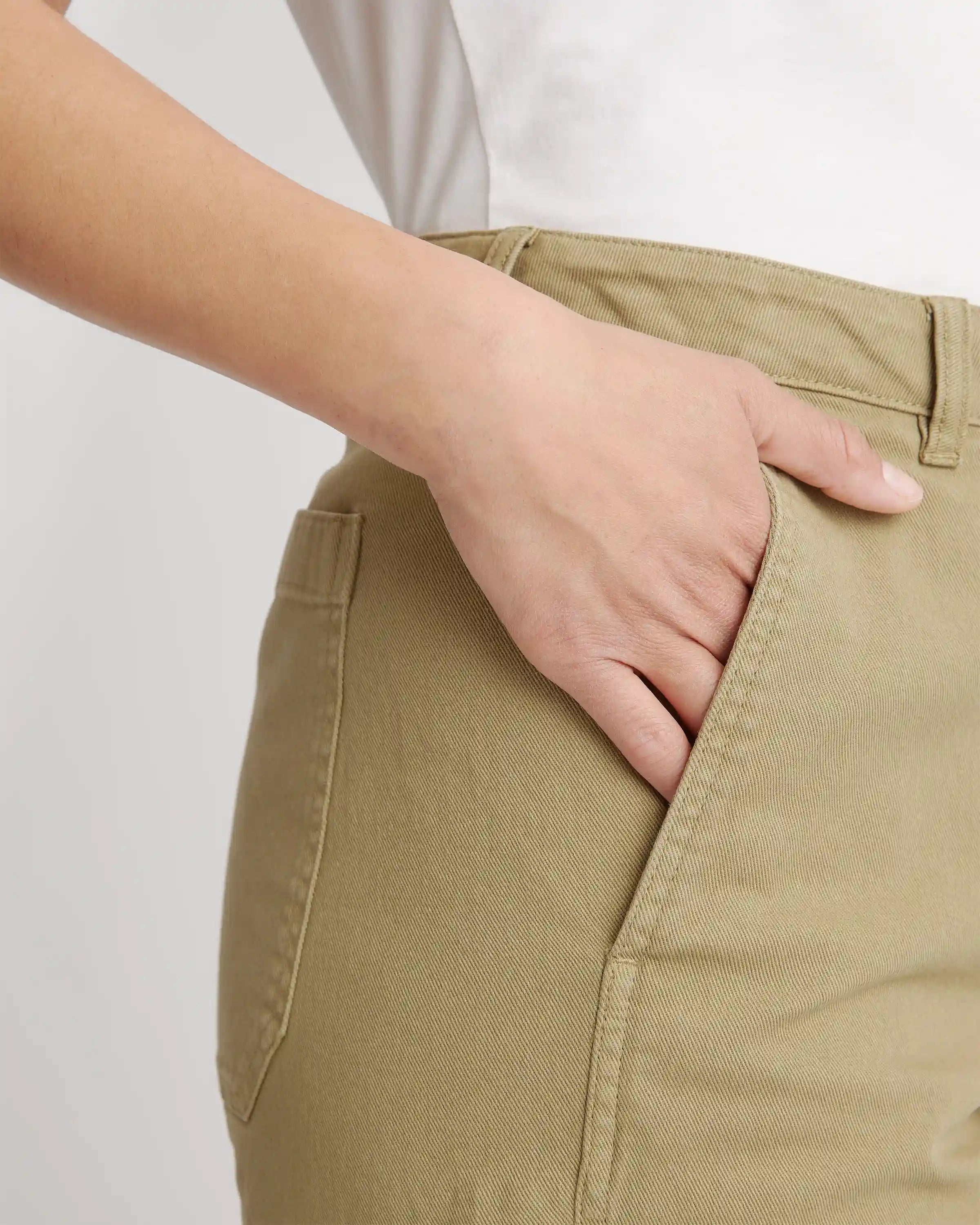 Organic Stretch Cotton Twill Barrel Pants