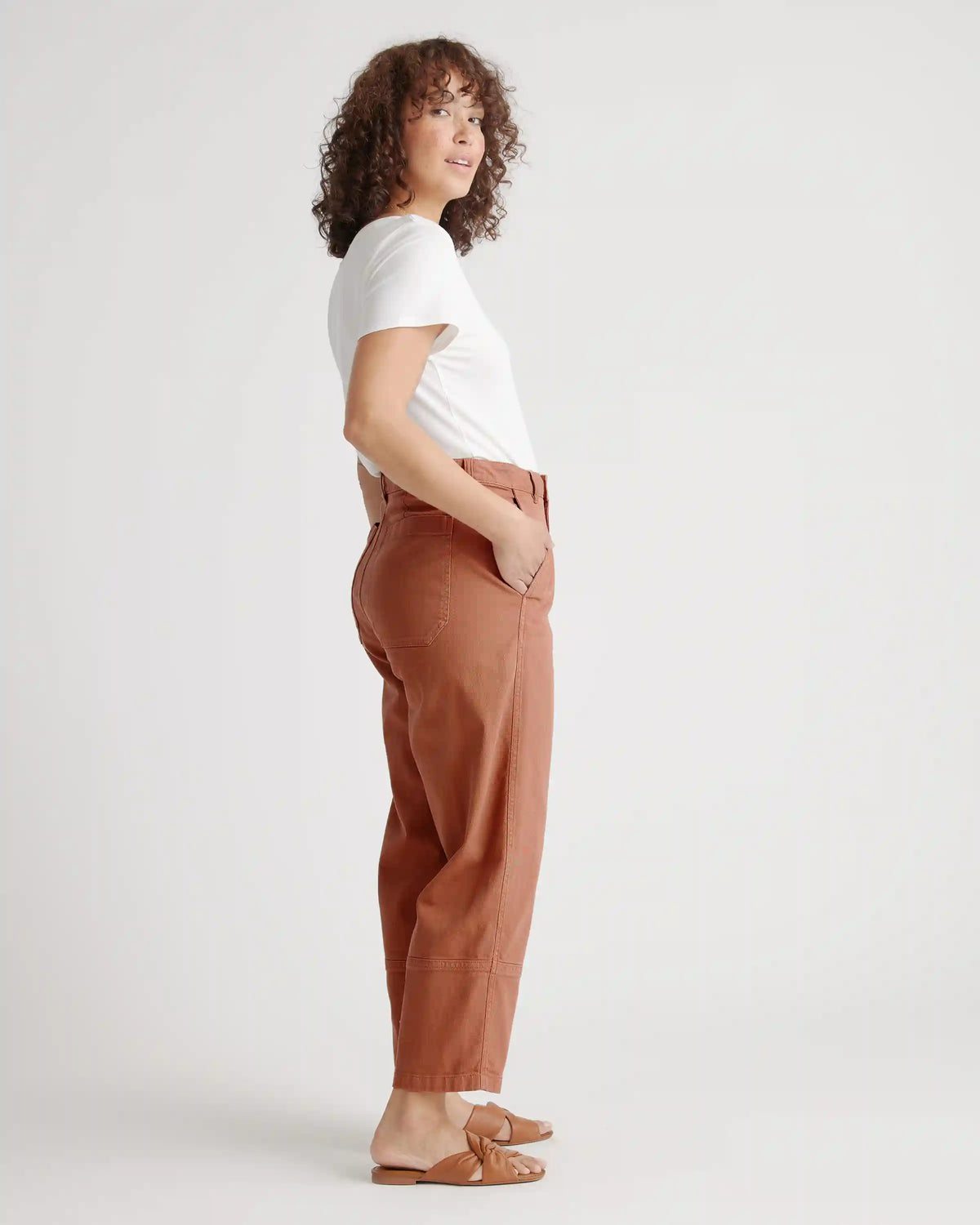 Organic Stretch Cotton Twill Barrel Pants