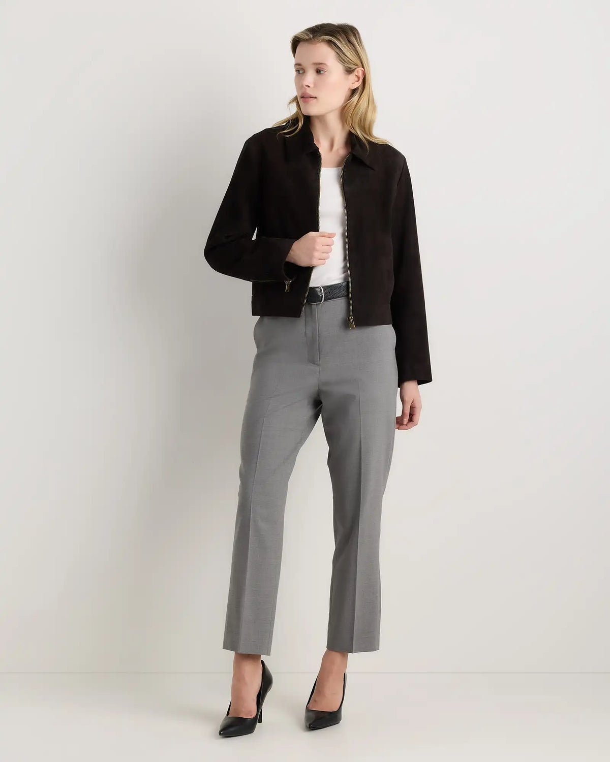 Italian Wool Slim Leg Ankle Pants