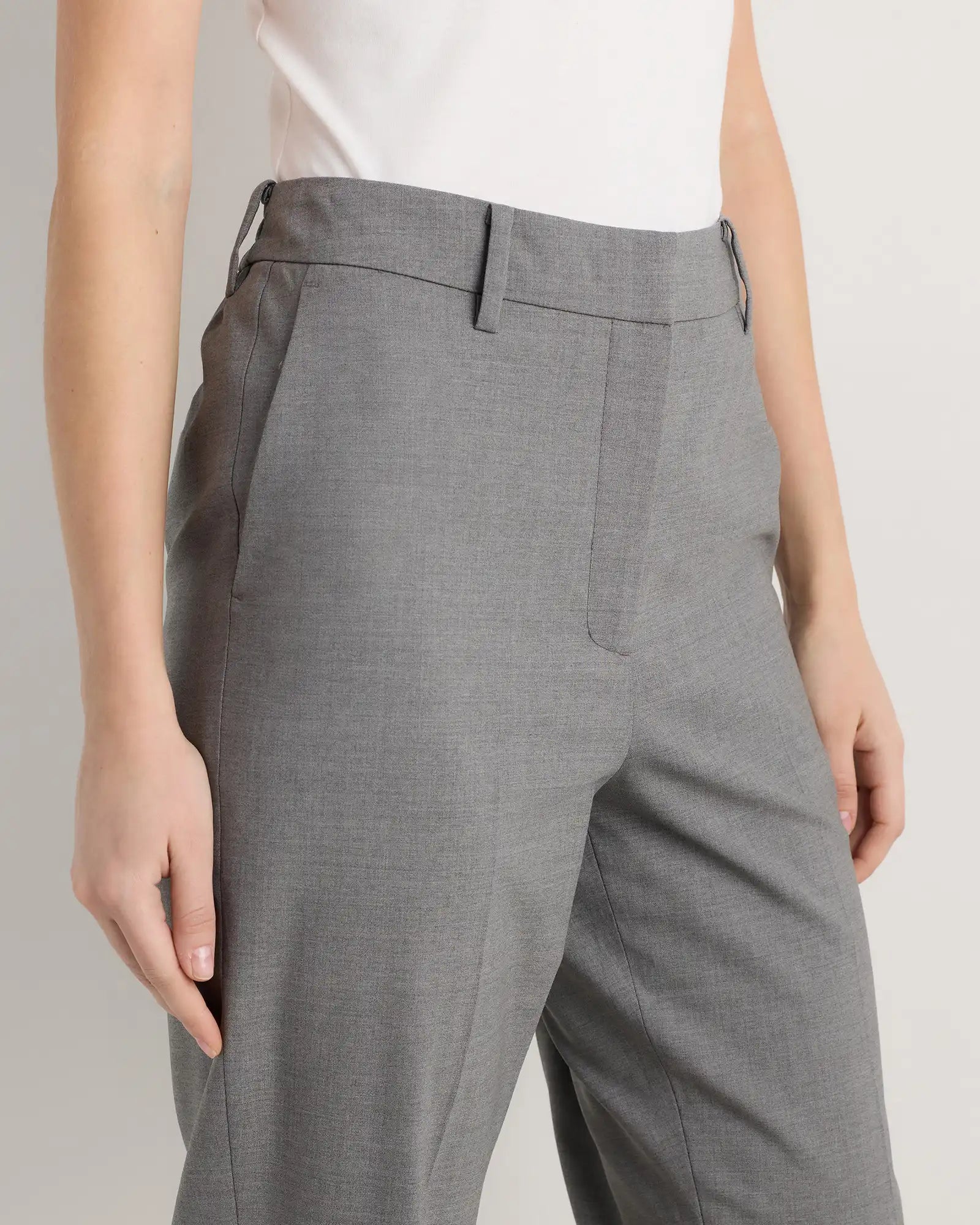 Italian Wool Slim Leg Ankle Pants