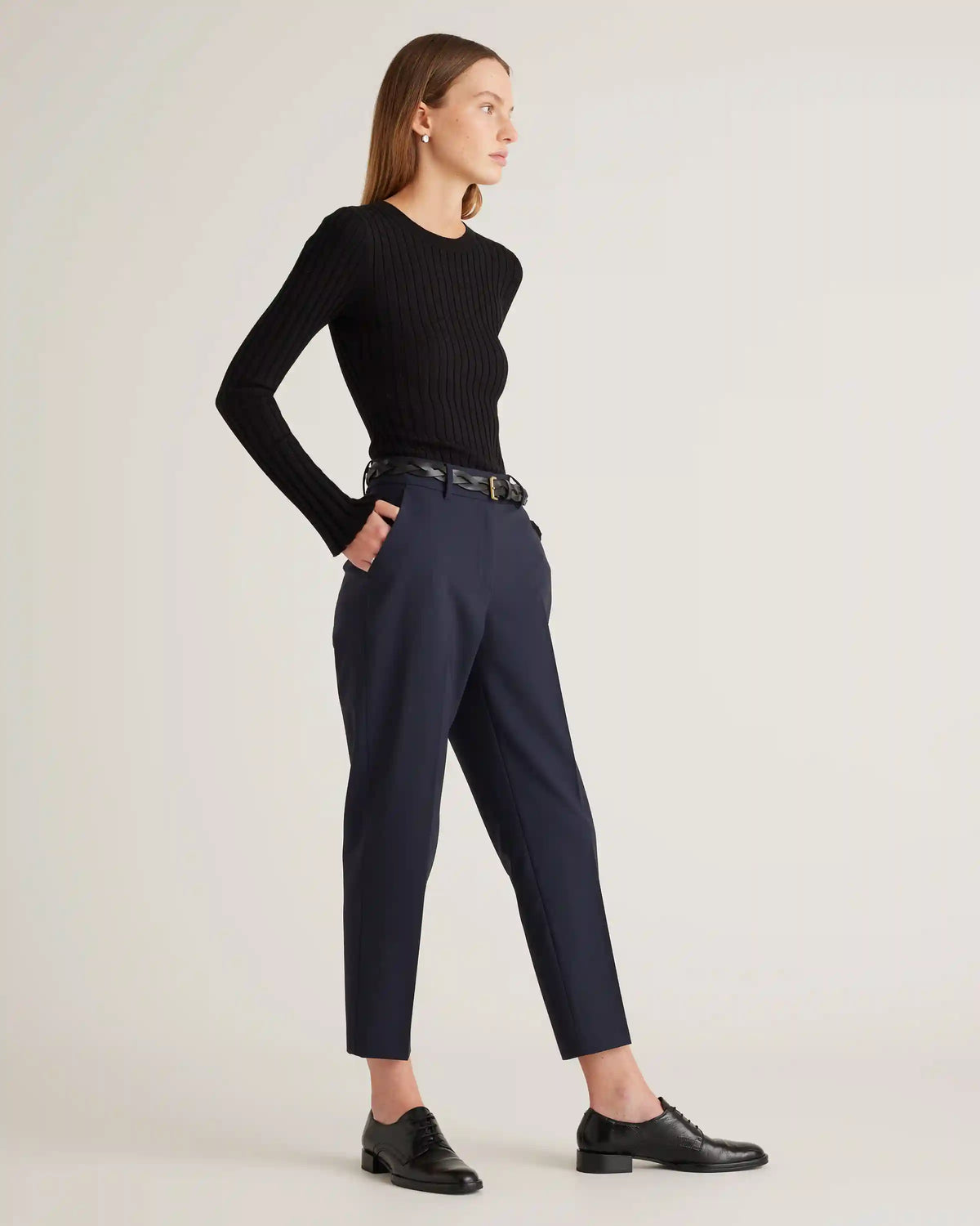 Italian Wool Slim Leg Ankle Pants