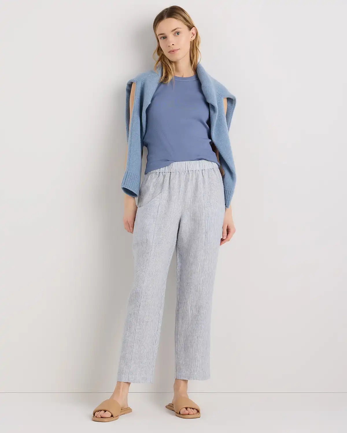 100% European Linen Tapered Ankle Pants