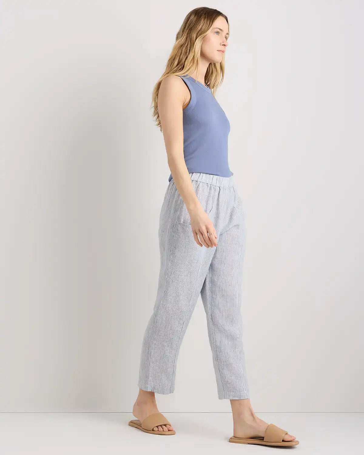 100% European Linen Tapered Ankle Pants