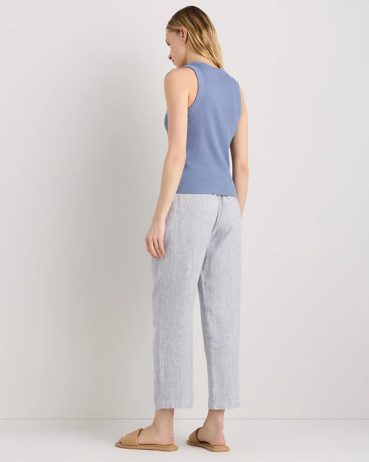 100% European Linen Tapered Ankle Pants