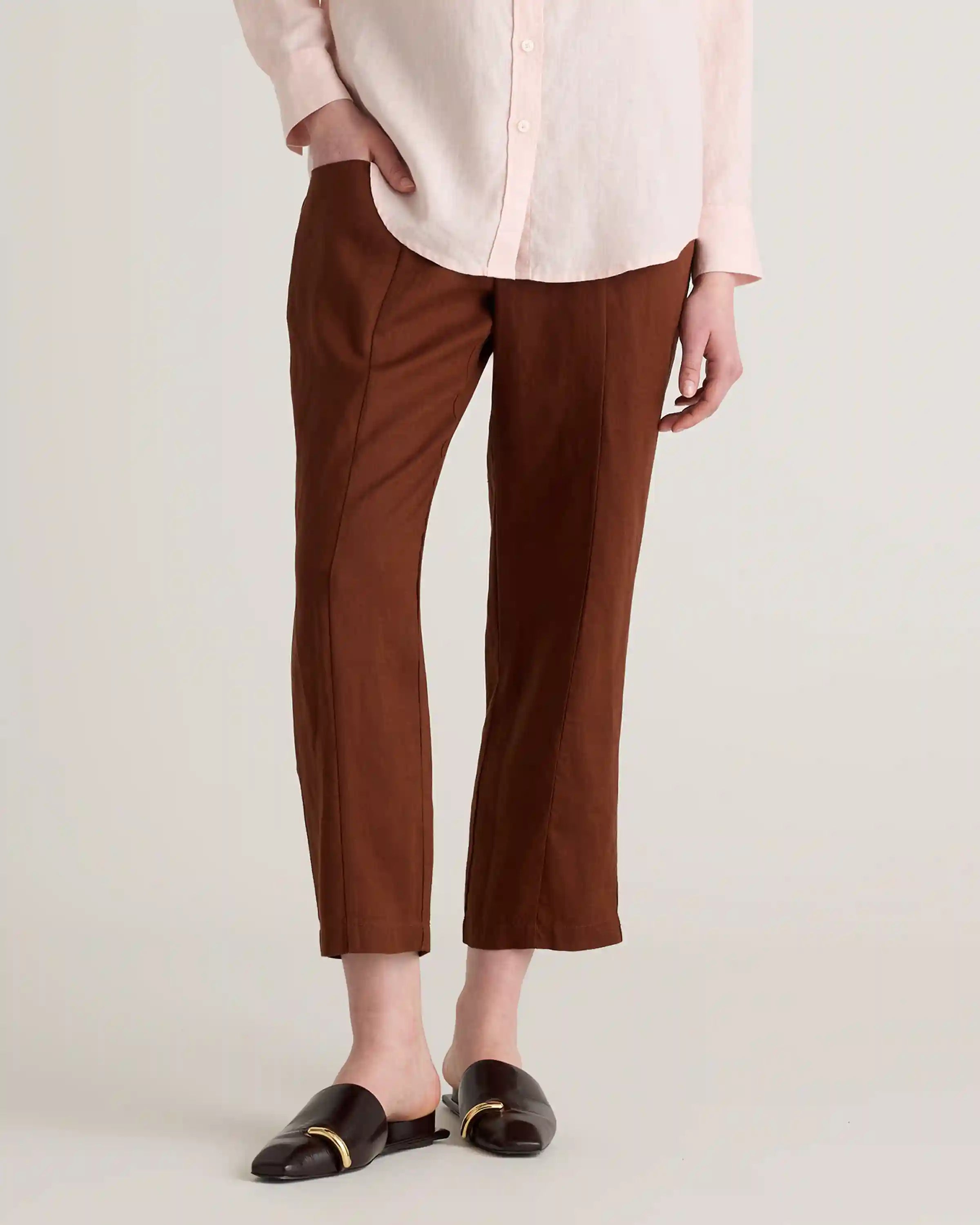 100% European Linen Tapered Ankle Pants