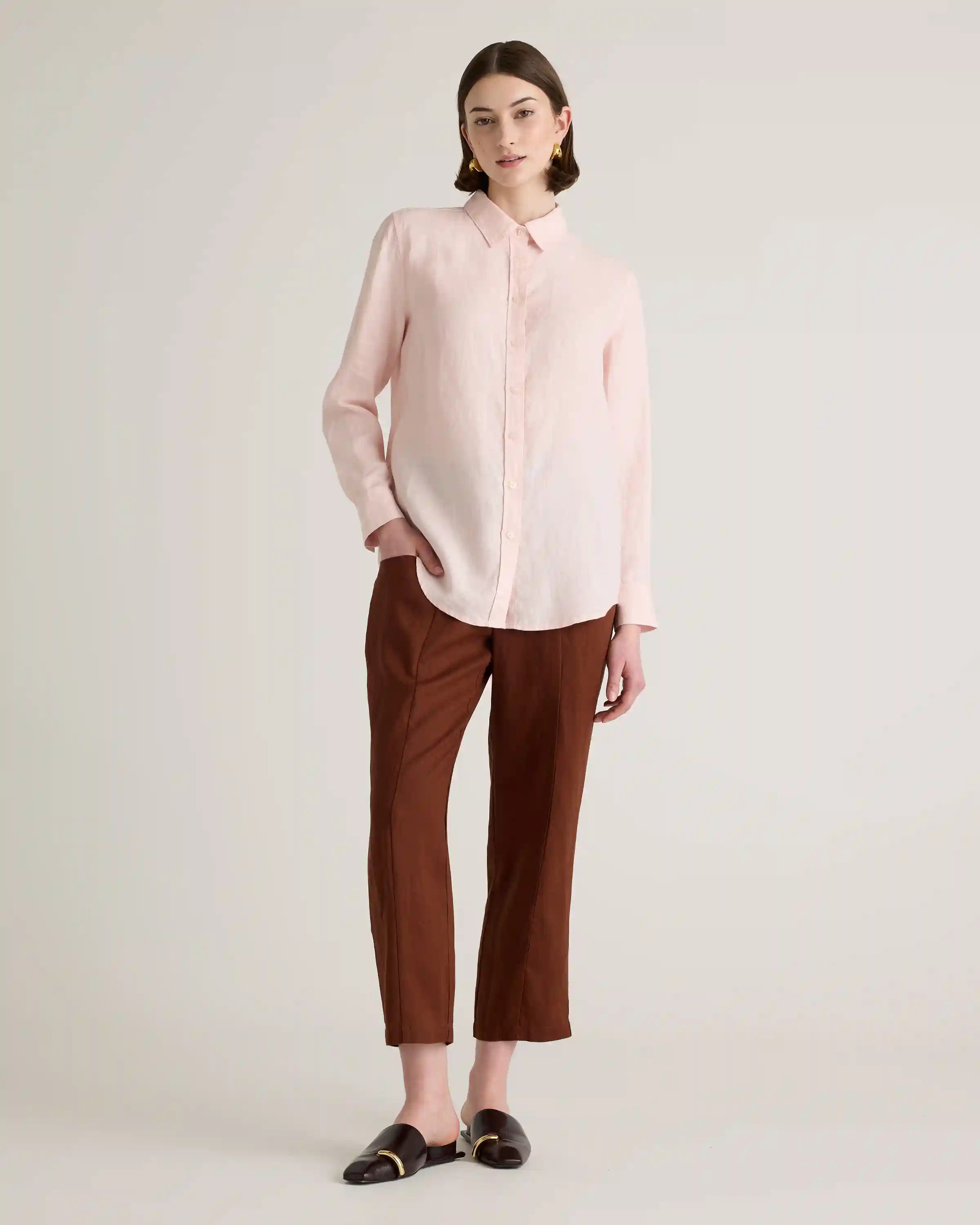 100% European Linen Tapered Ankle Pants