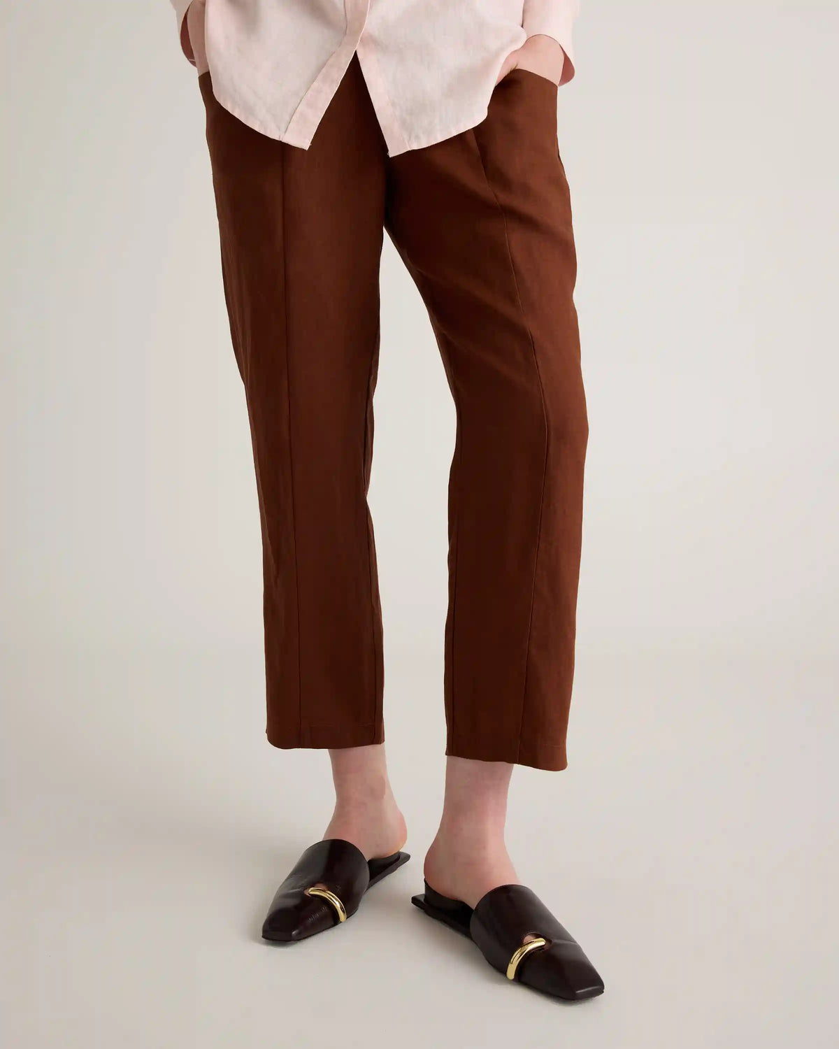 100% European Linen Tapered Ankle Pants