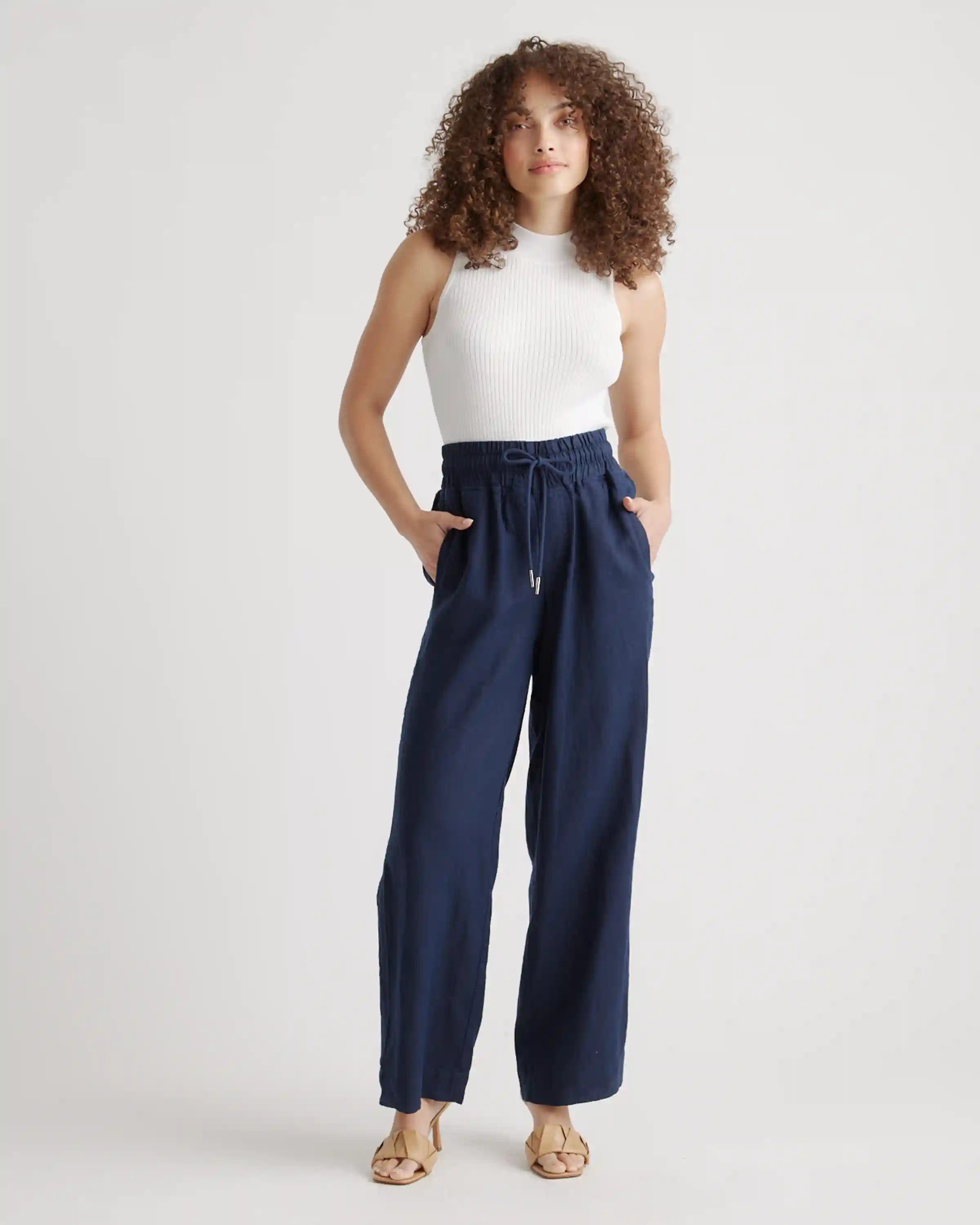 100% European Linen Wide Leg Pants