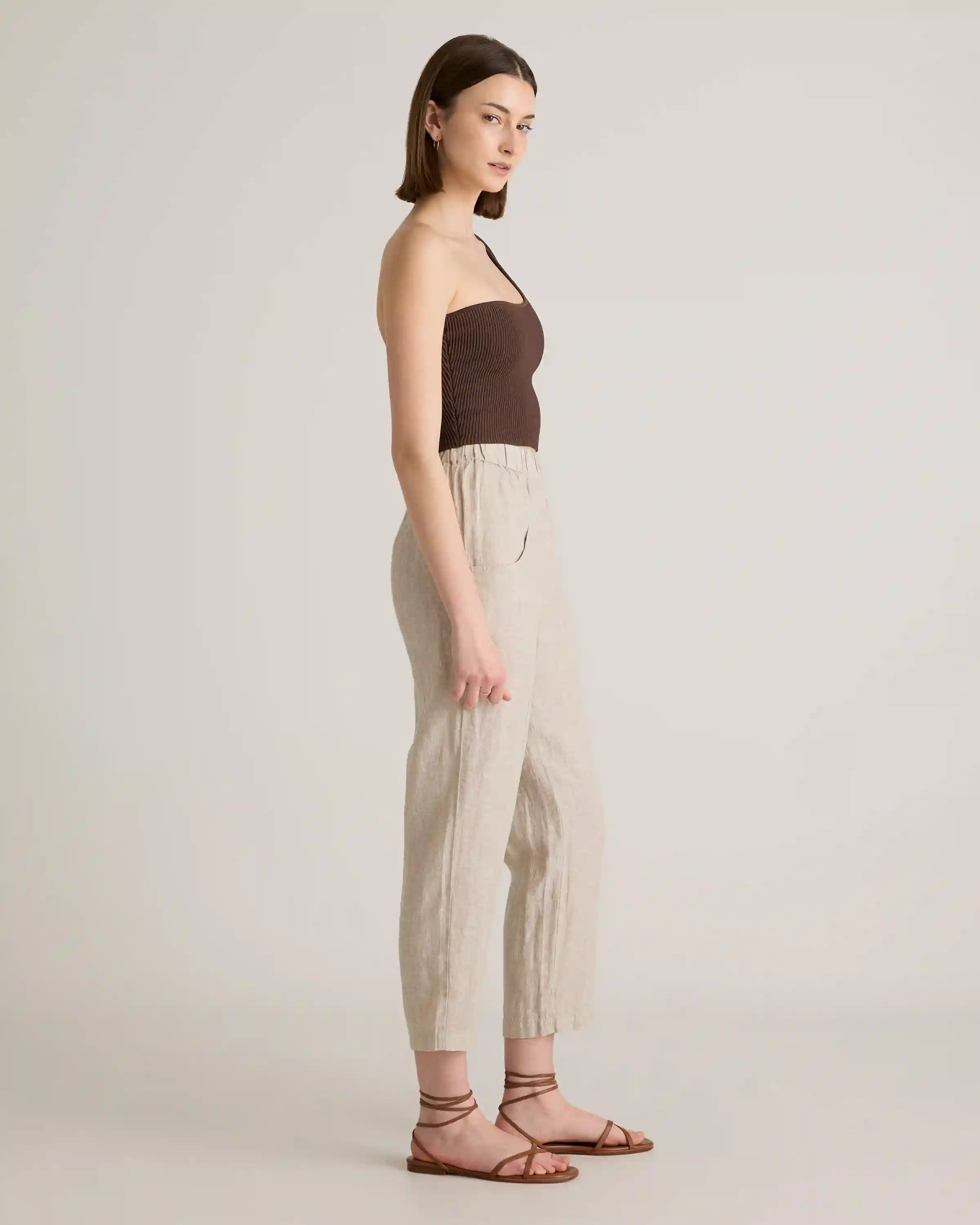 100% European Linen Tapered Ankle Pants