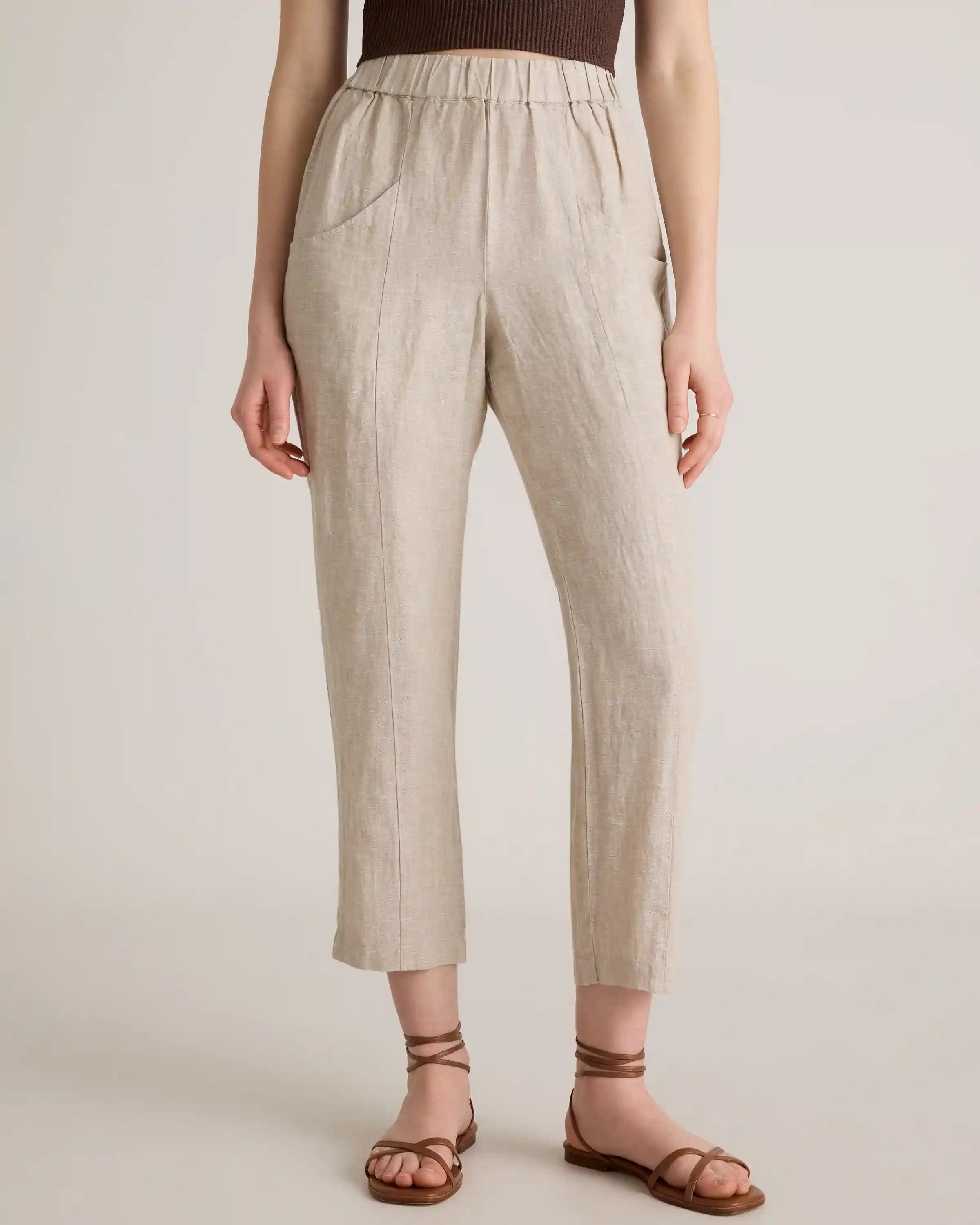 100% European Linen Tapered Ankle Pants