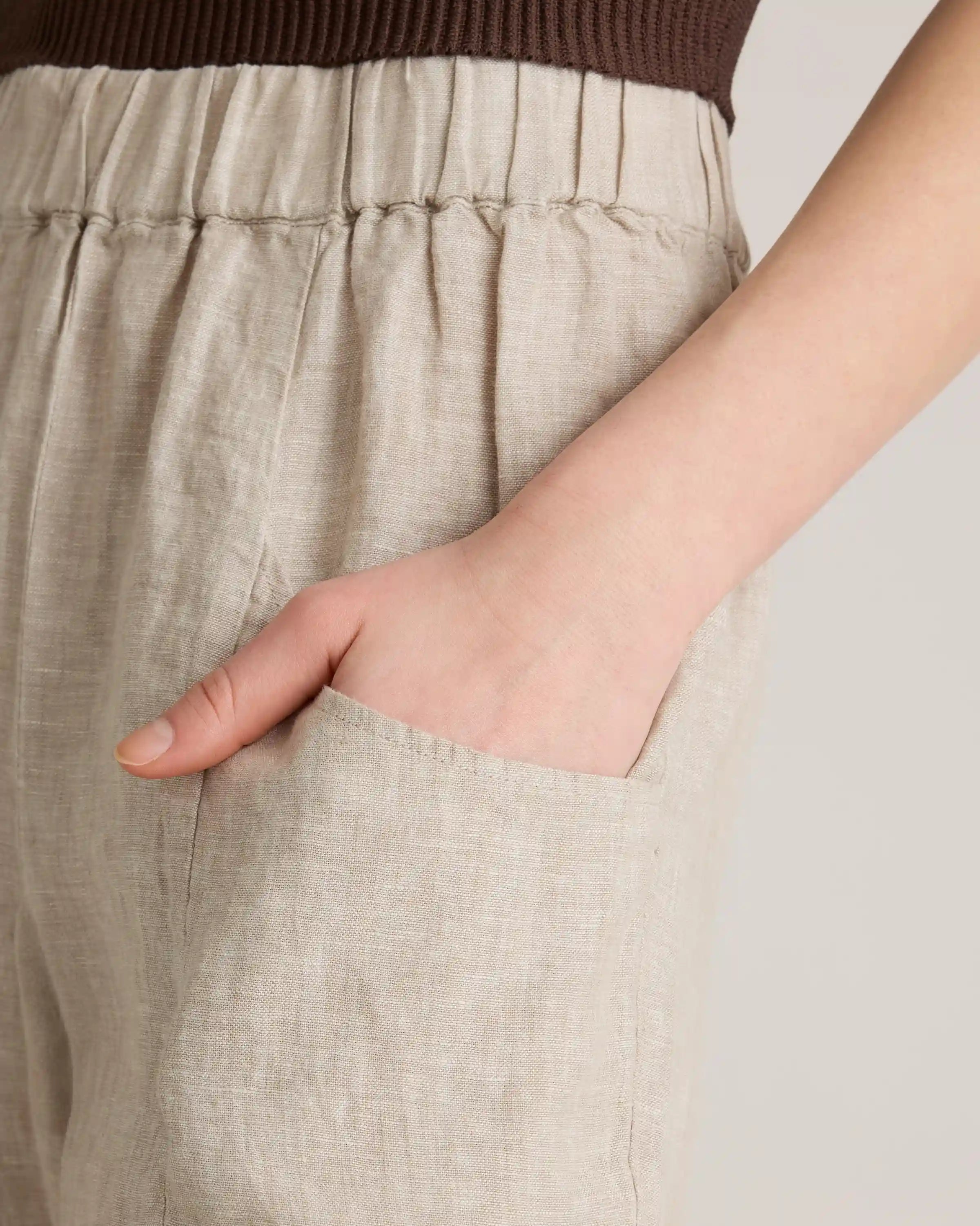 100% European Linen Tapered Ankle Pants