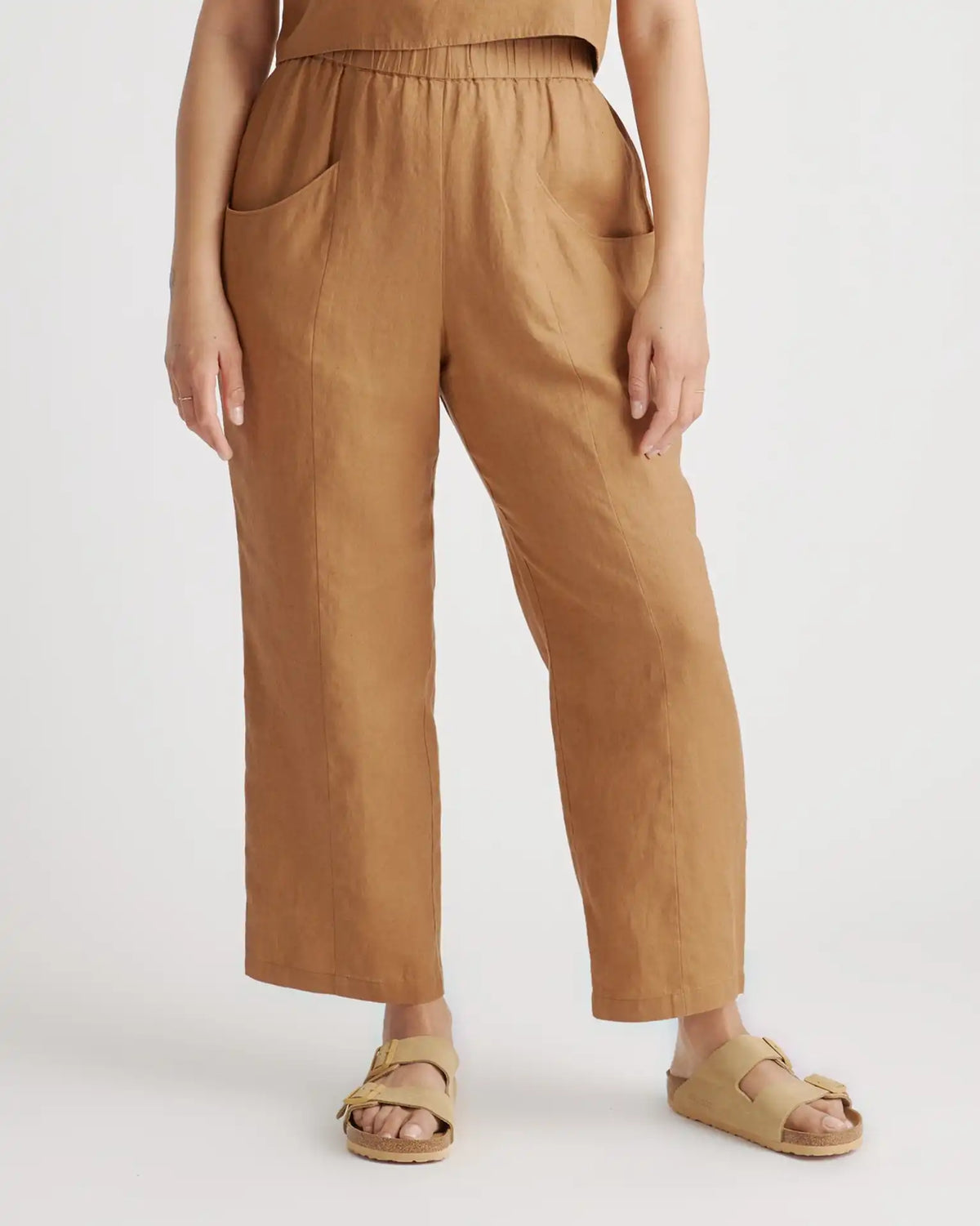 100% European Linen Tapered Ankle Pants