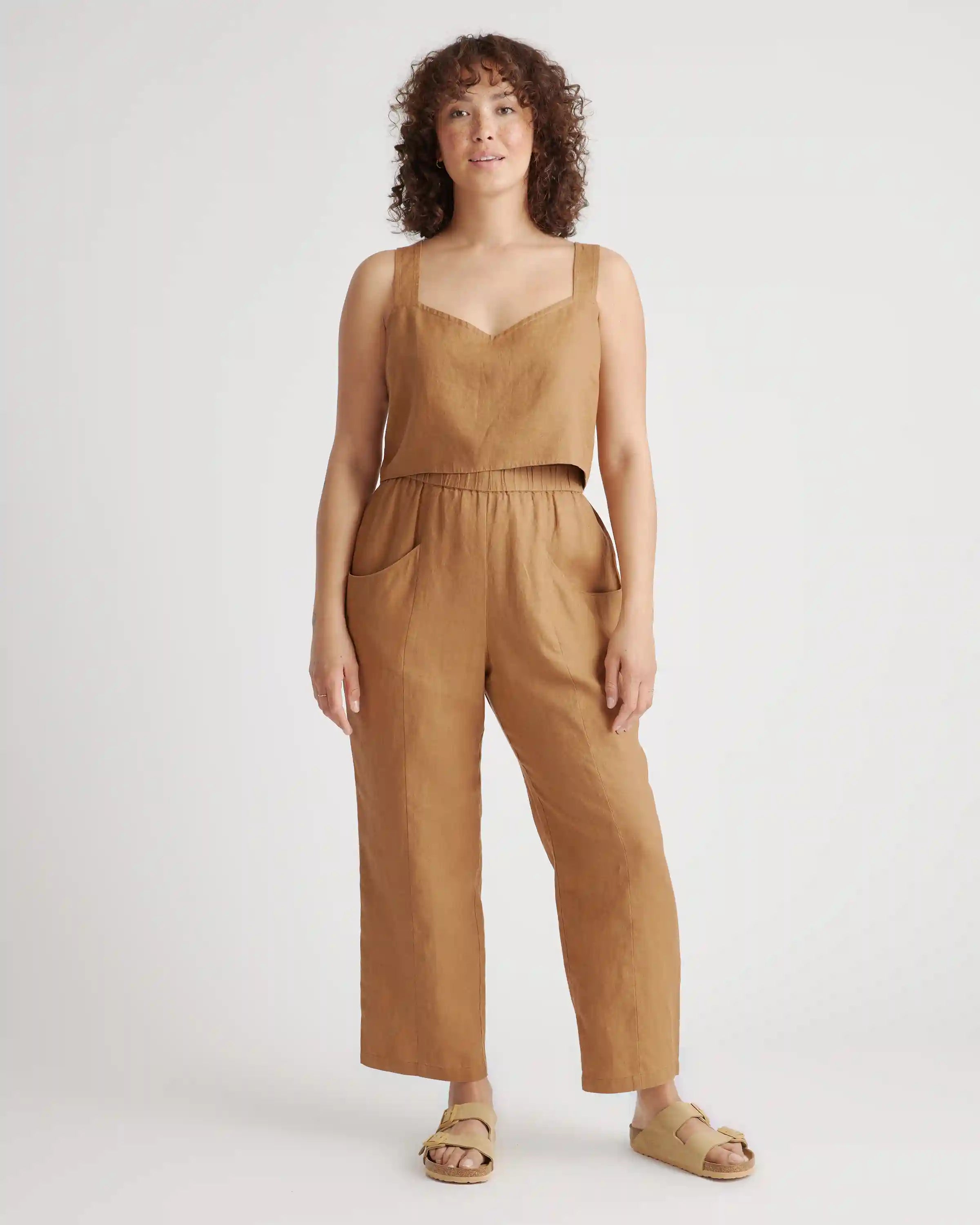 100% European Linen Tapered Ankle Pants