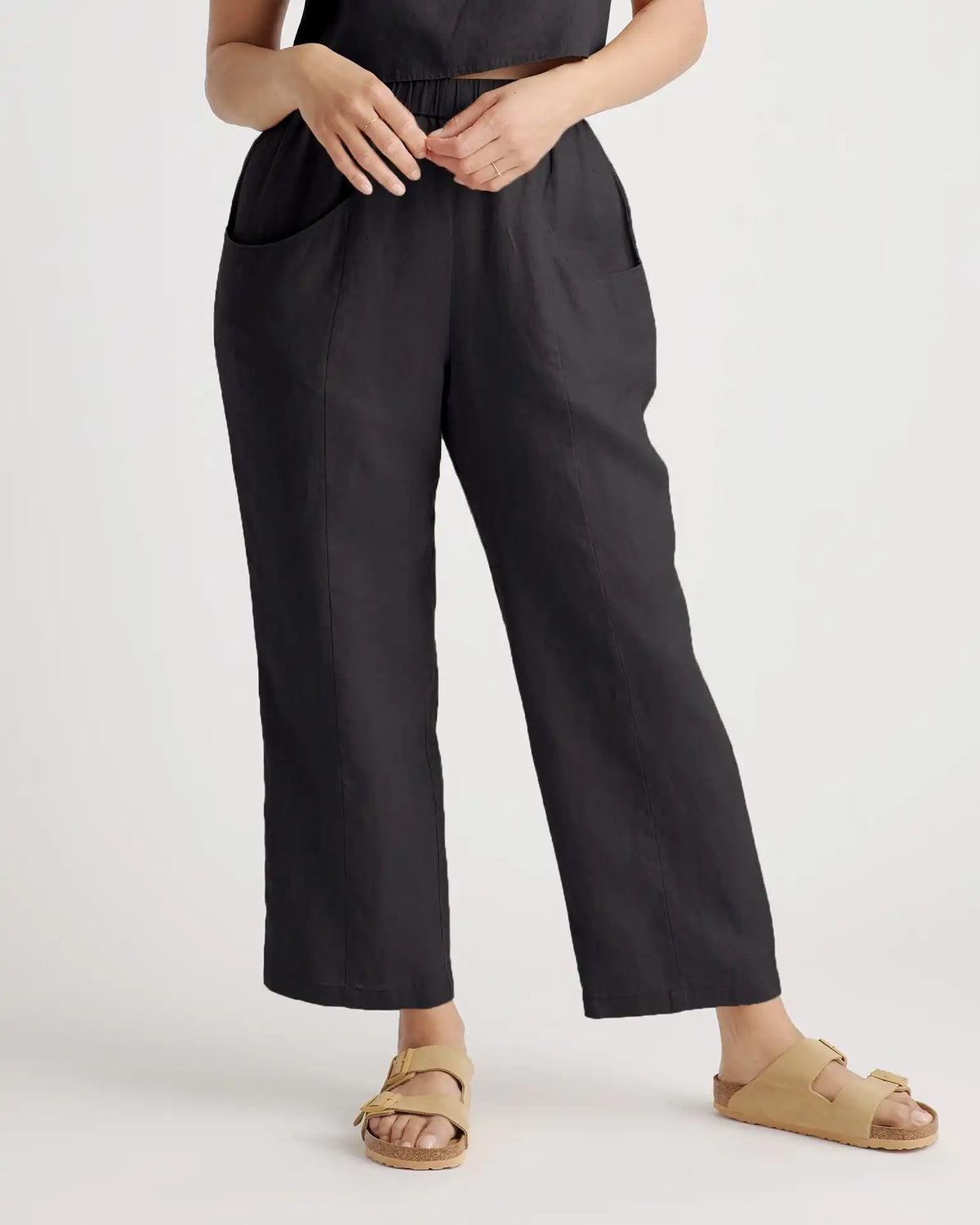 100% European Linen Tapered Ankle Pants