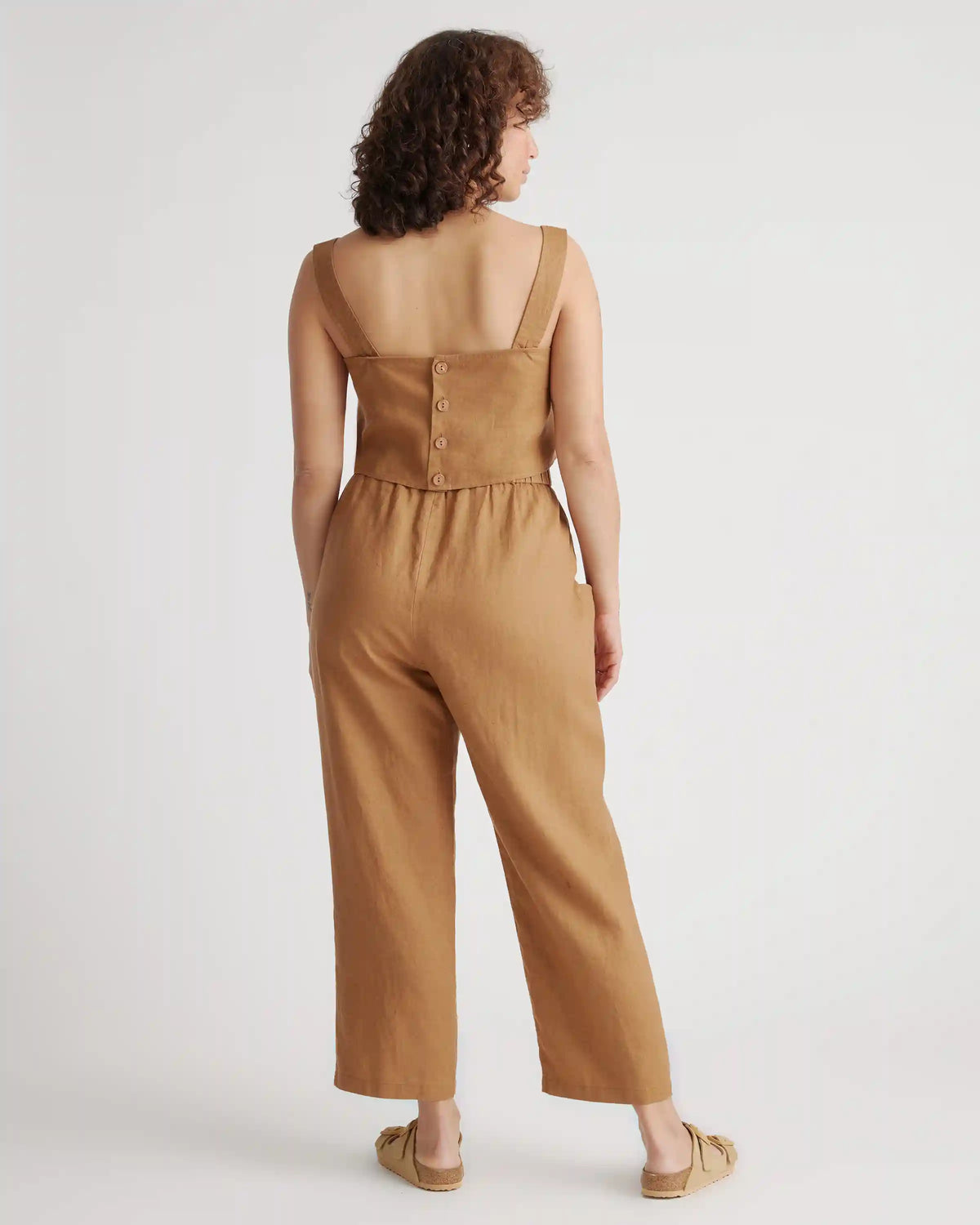100% European Linen Tapered Ankle Pants