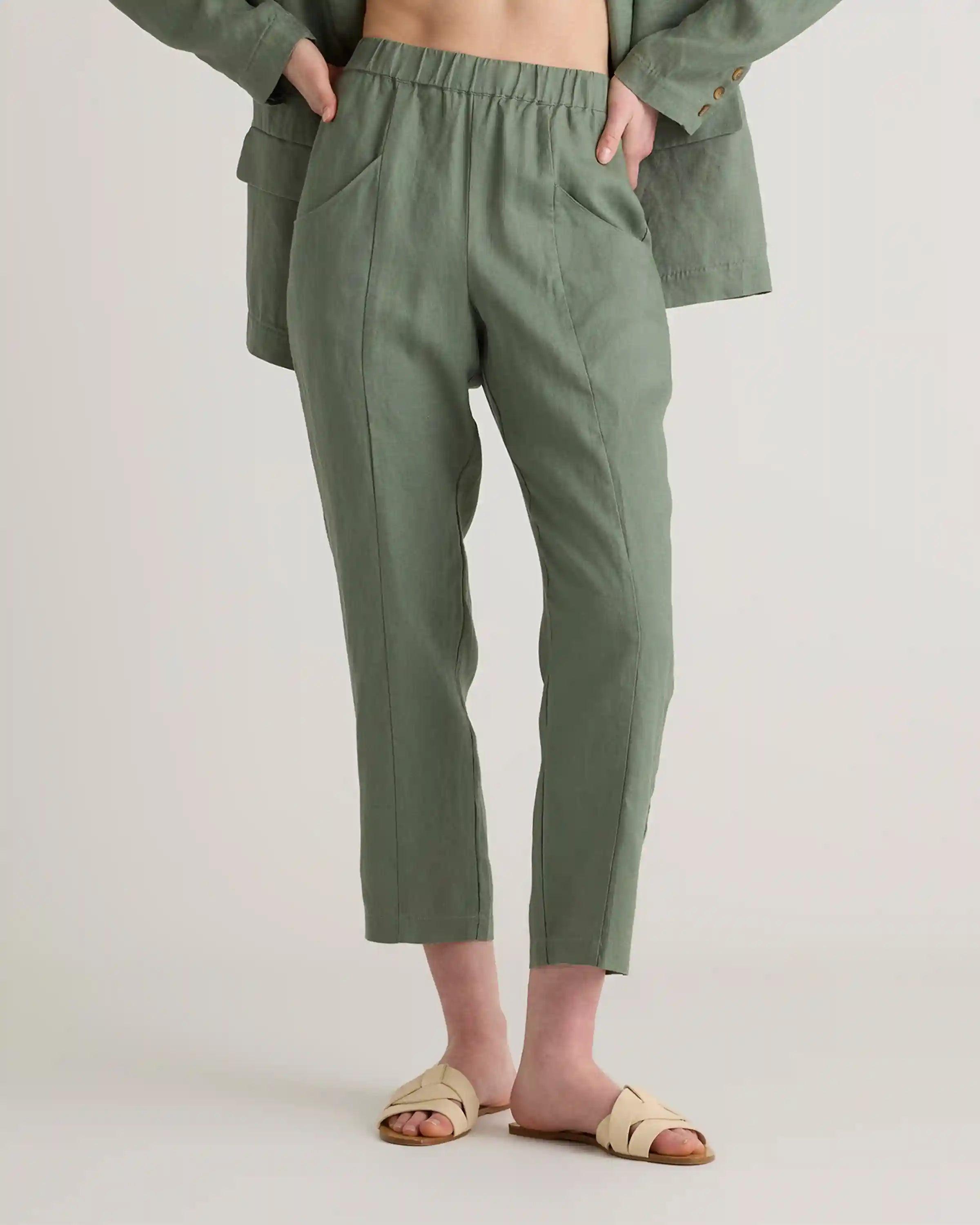 100% European Linen Tapered Ankle Pants