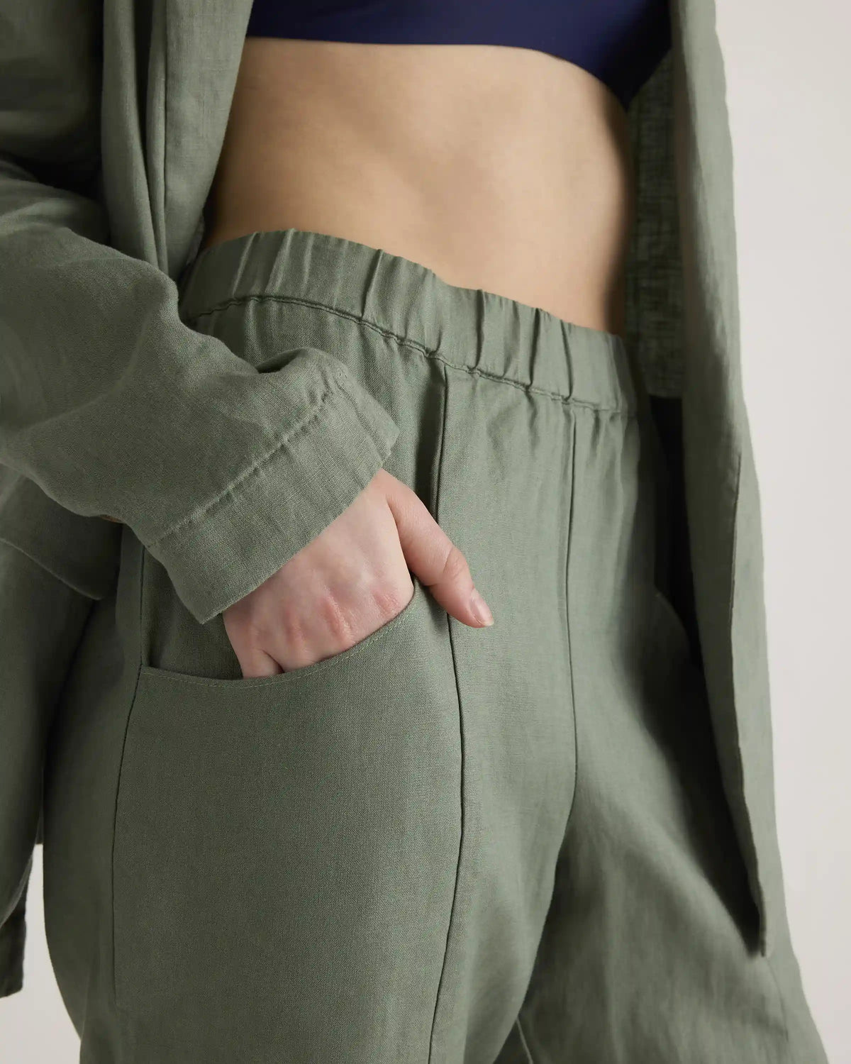 100% European Linen Tapered Ankle Pants