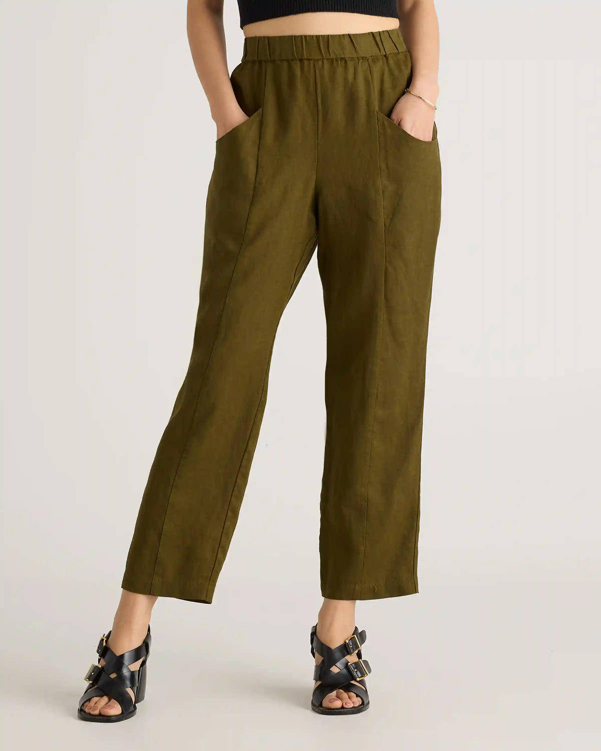 100% European Linen Tapered Ankle Pants