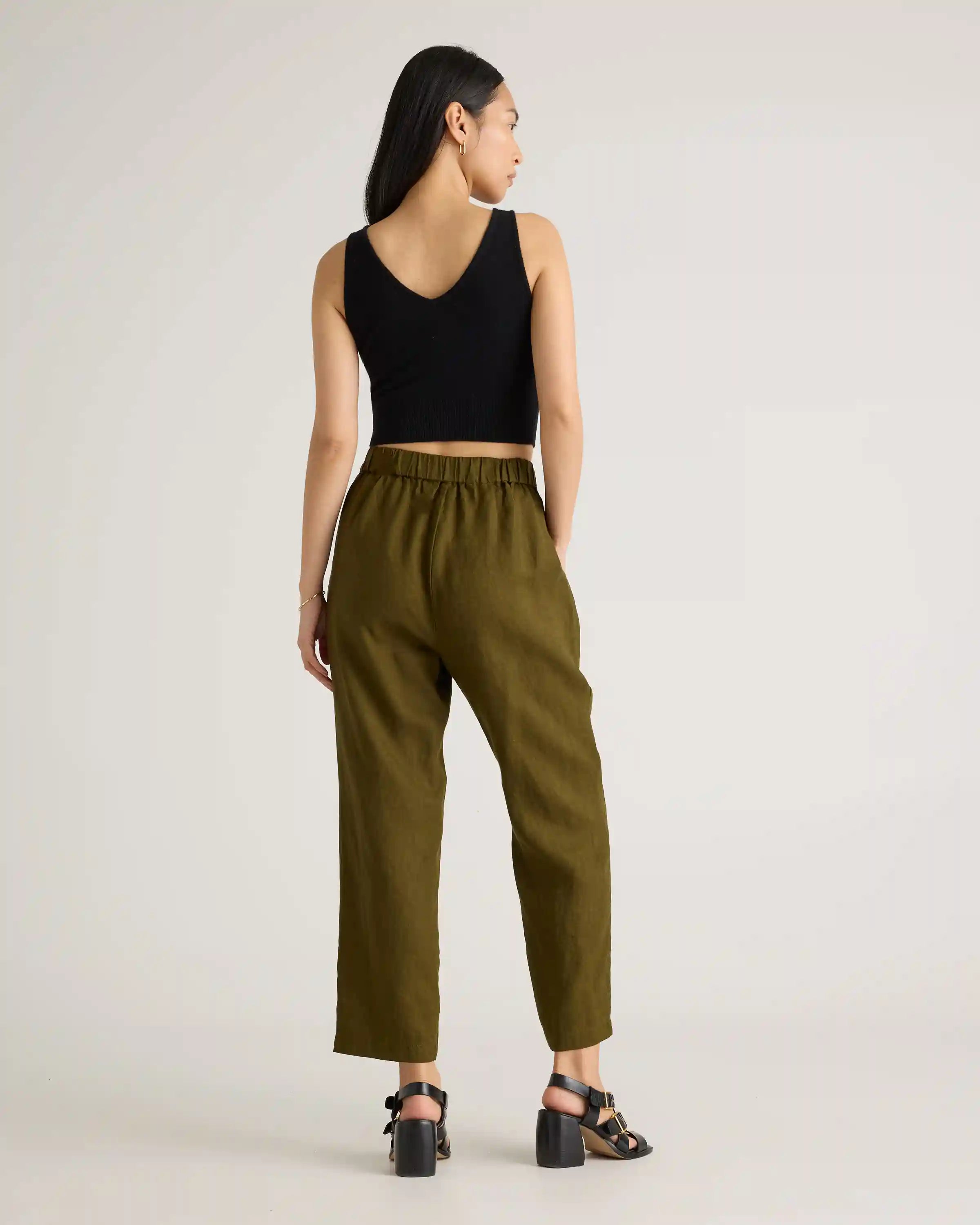 100% European Linen Tapered Ankle Pants