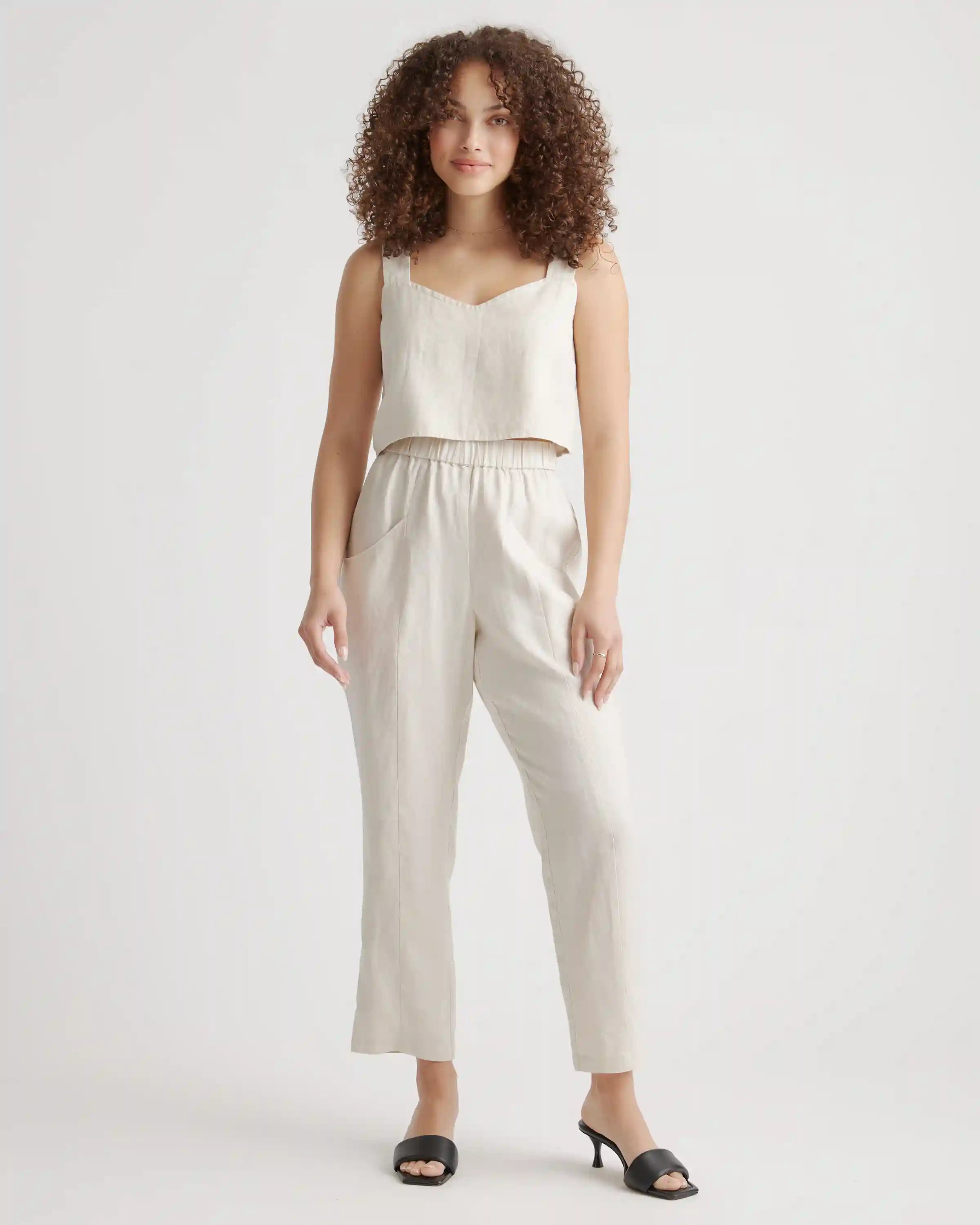 100% European Linen Tapered Ankle Pants