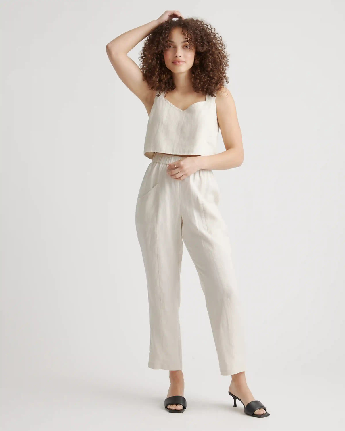 100% European Linen Tapered Ankle Pants