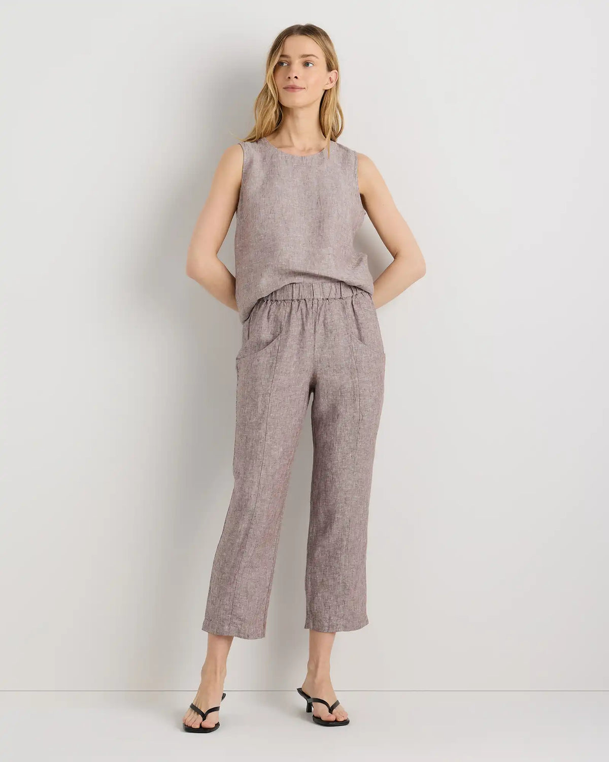 100% European Linen Tapered Ankle Pants
