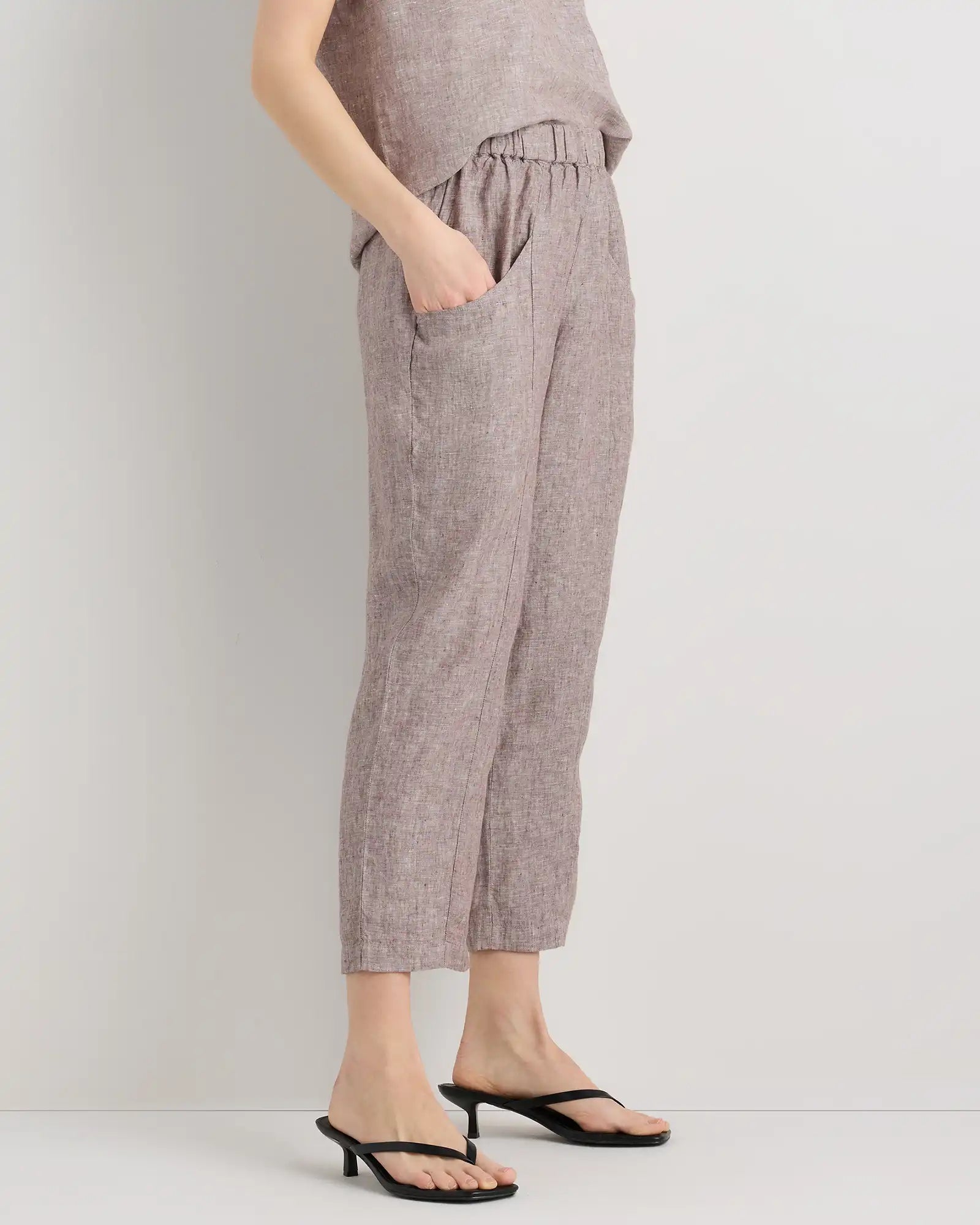 100% European Linen Tapered Ankle Pants